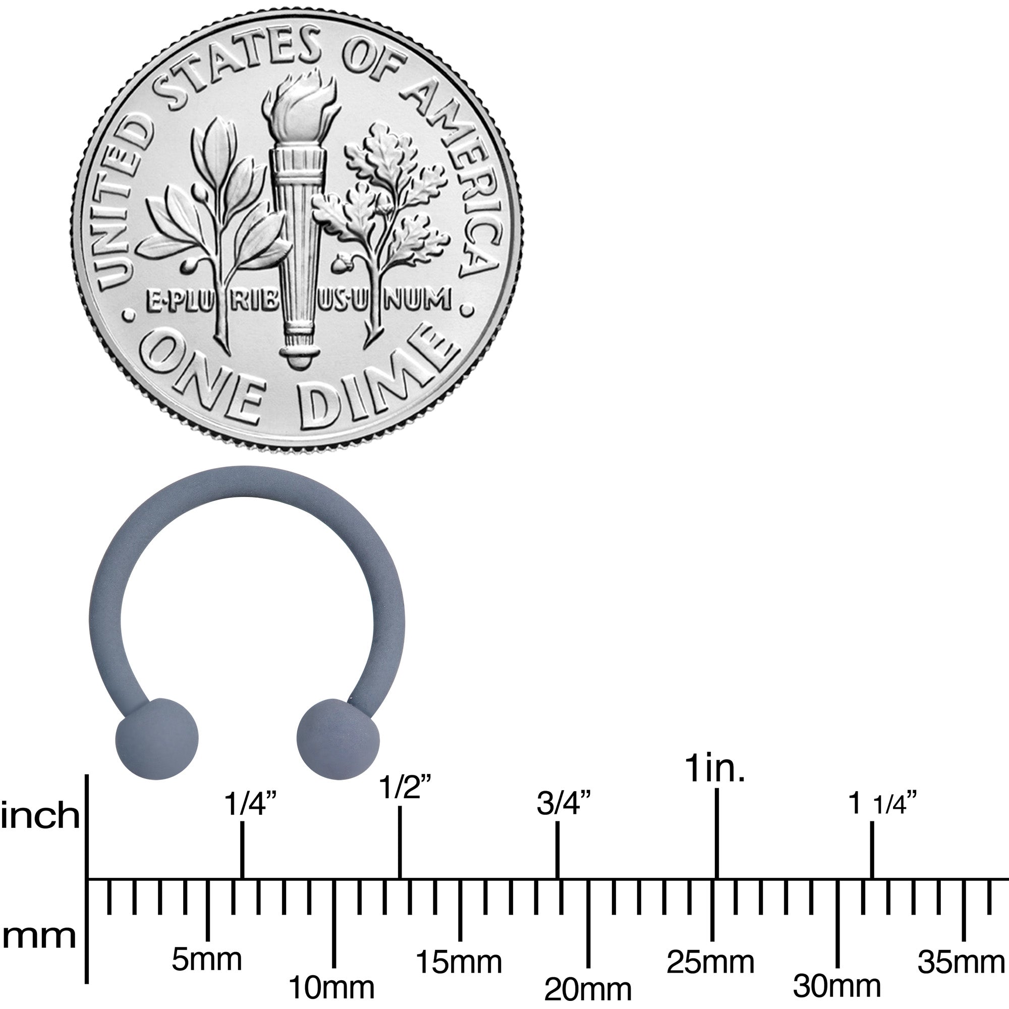 16G 3/8 Gracefully Grey Matte Horseshoe Circular Barbell