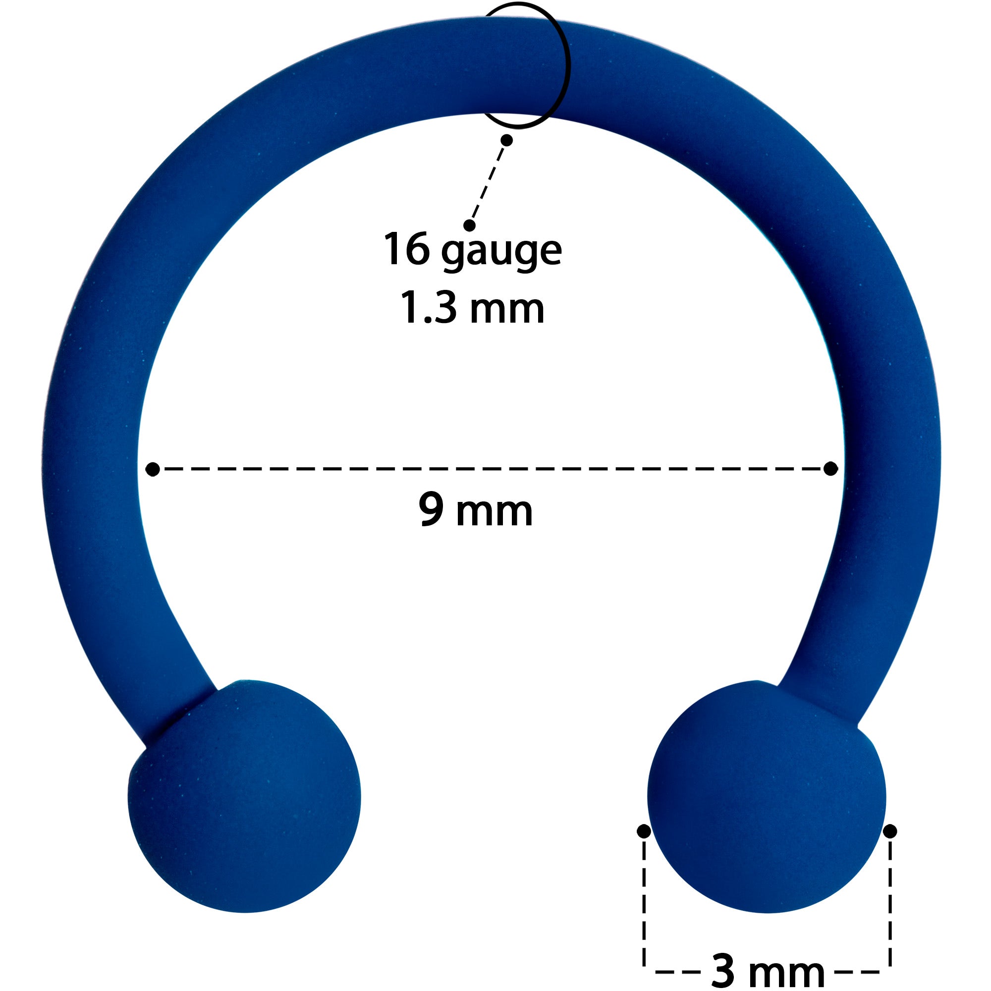 16G 3/8 Beautiful Blue Horseshoe Circular Barbell