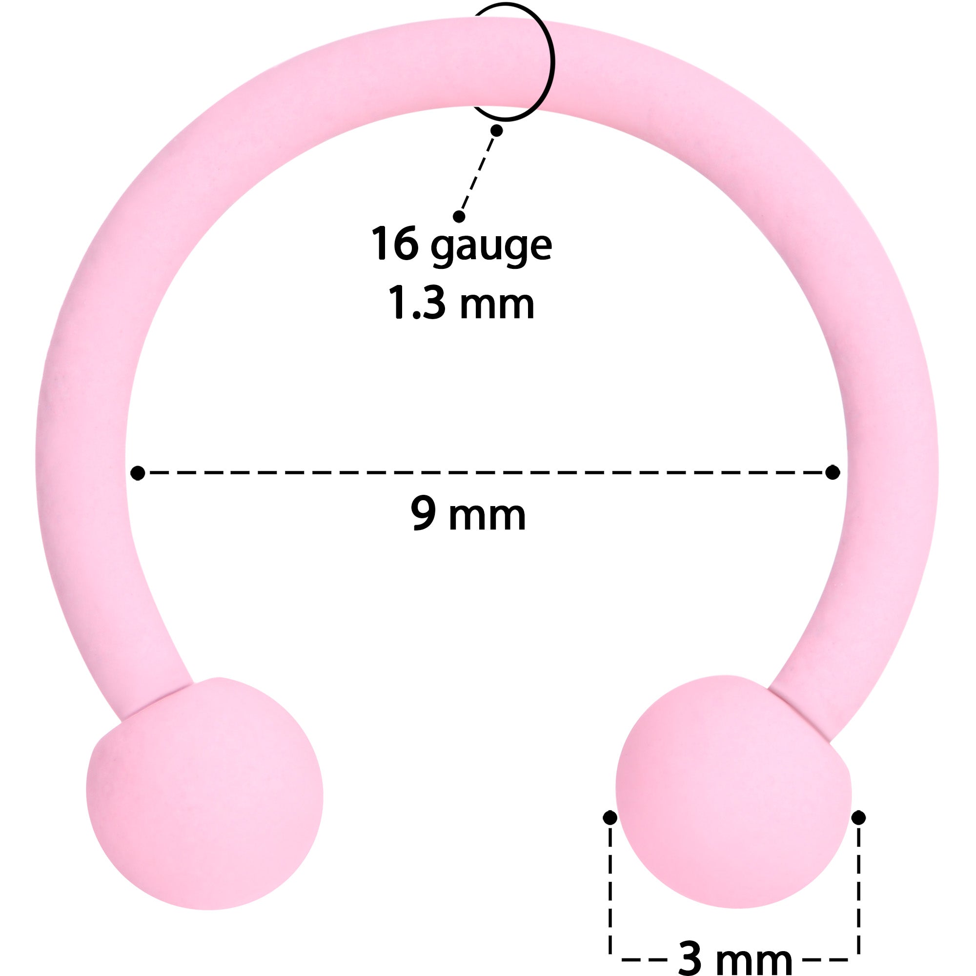 16 Gauge 3/8 Perfectly Pink Matte Horseshoe Circular Barbell