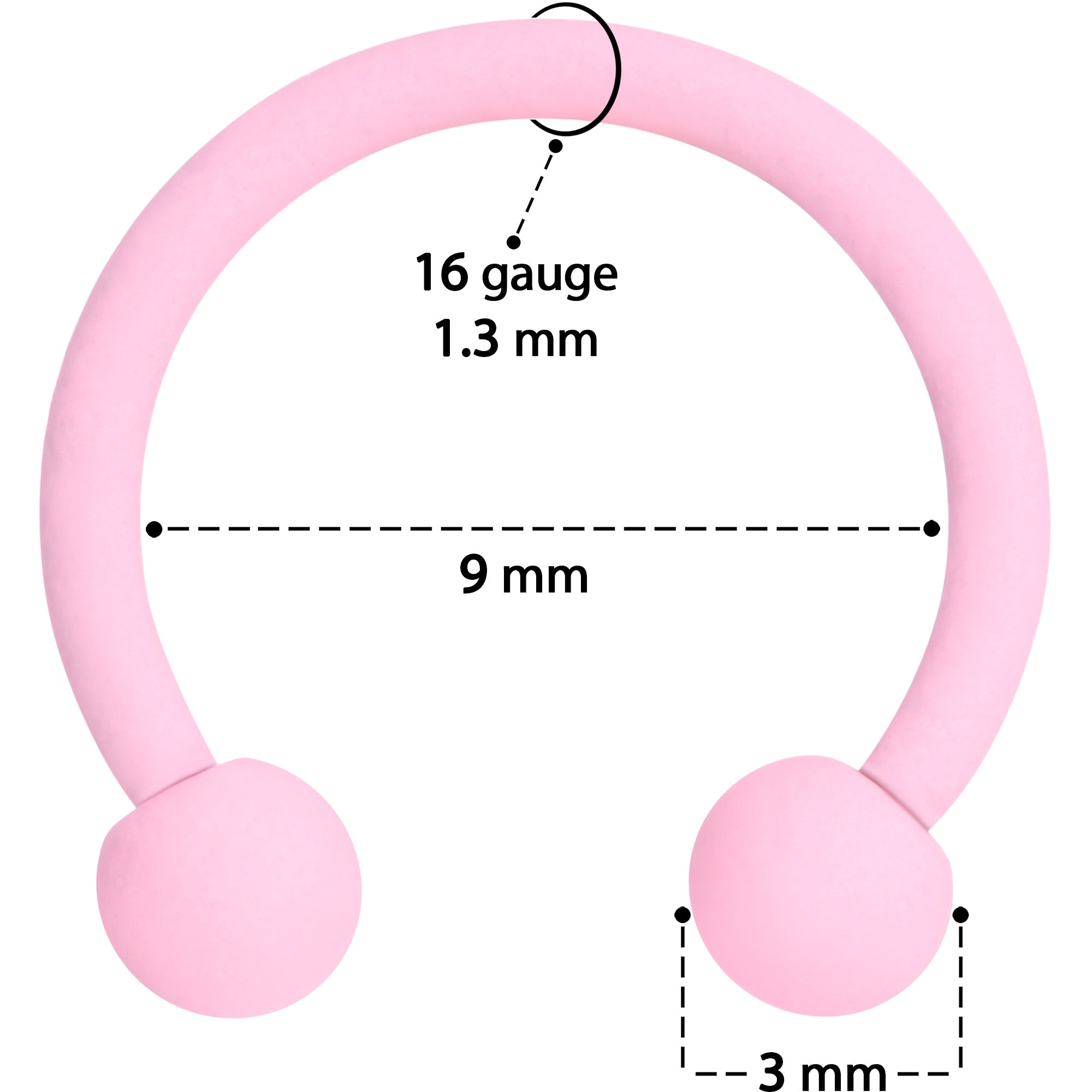 16G 3/8 Perfectly Pink Matte Horseshoe Circular Barbell