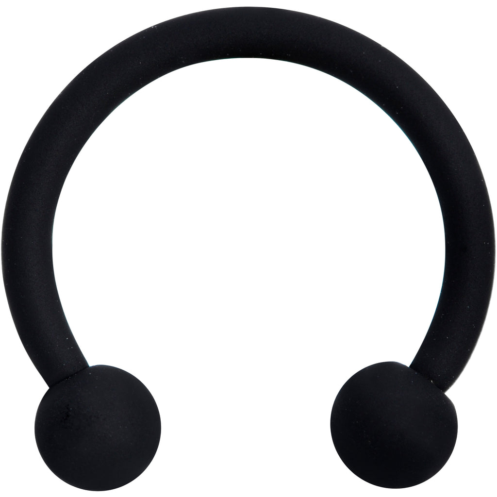 16G 3/8 Beauteous Black Matte Horseshoe Circular Barbell