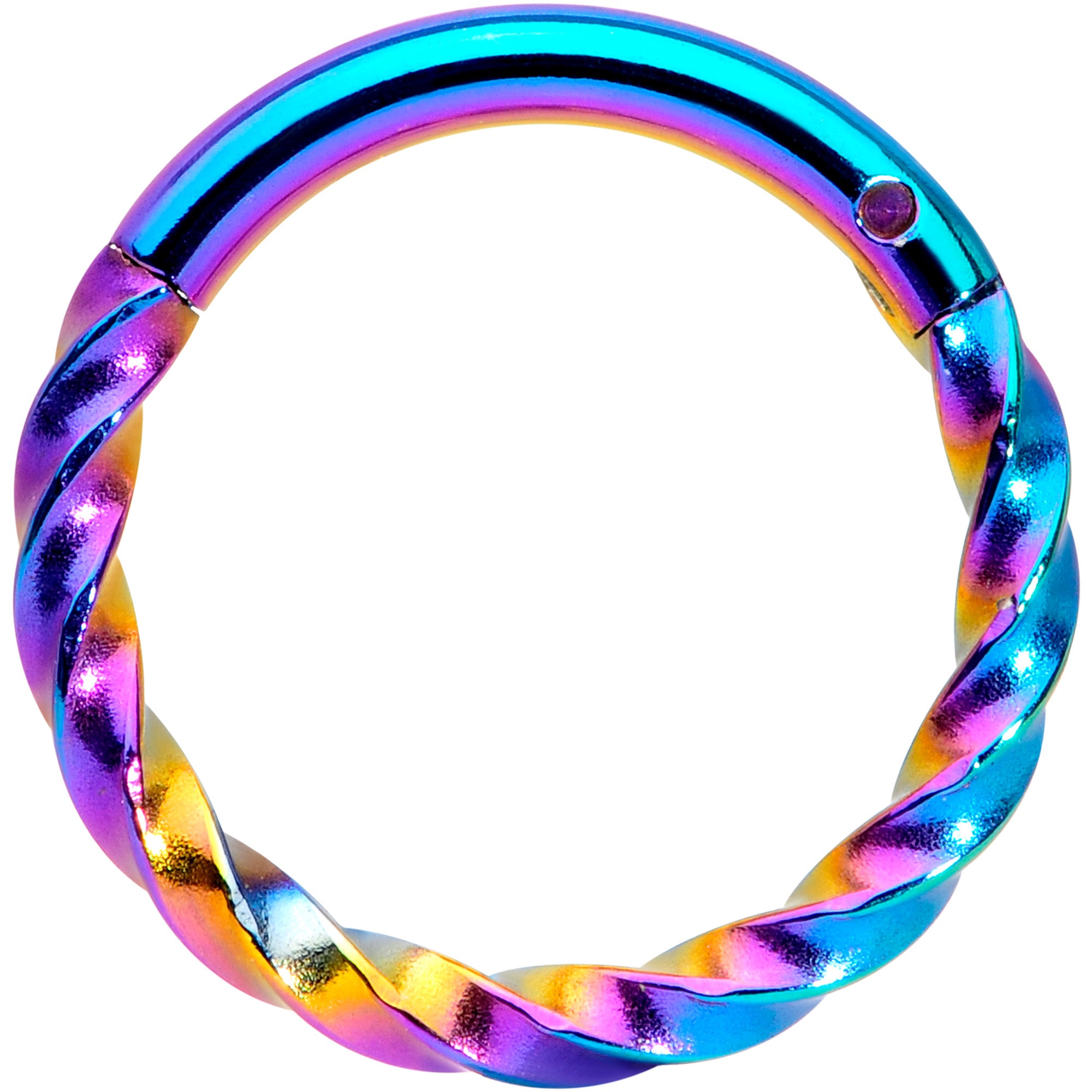 16G 5/16 Rainbow Twisted Elegance Cartilage Clicker