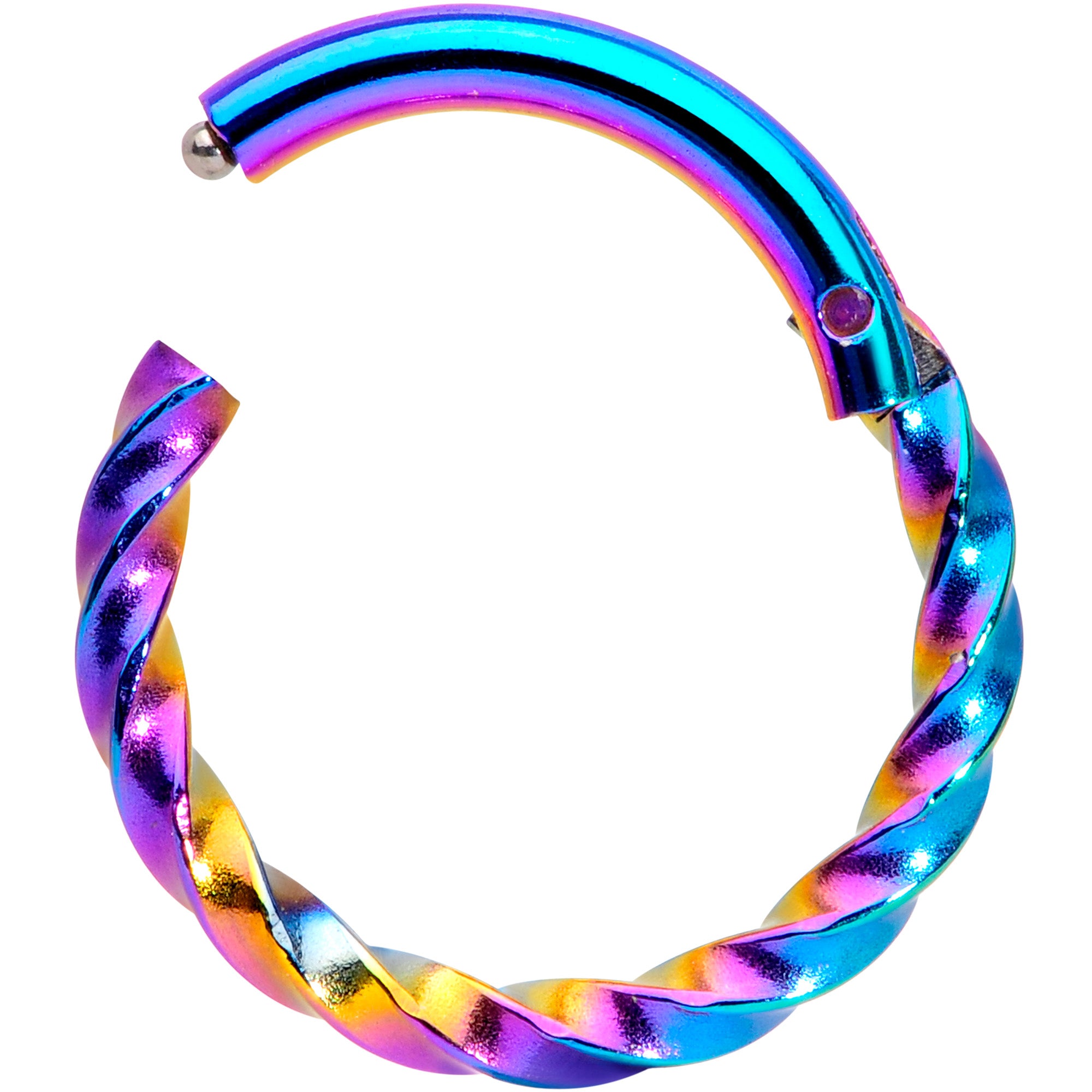 16G 5/16 Rainbow Twisted Elegance Cartilage Clicker