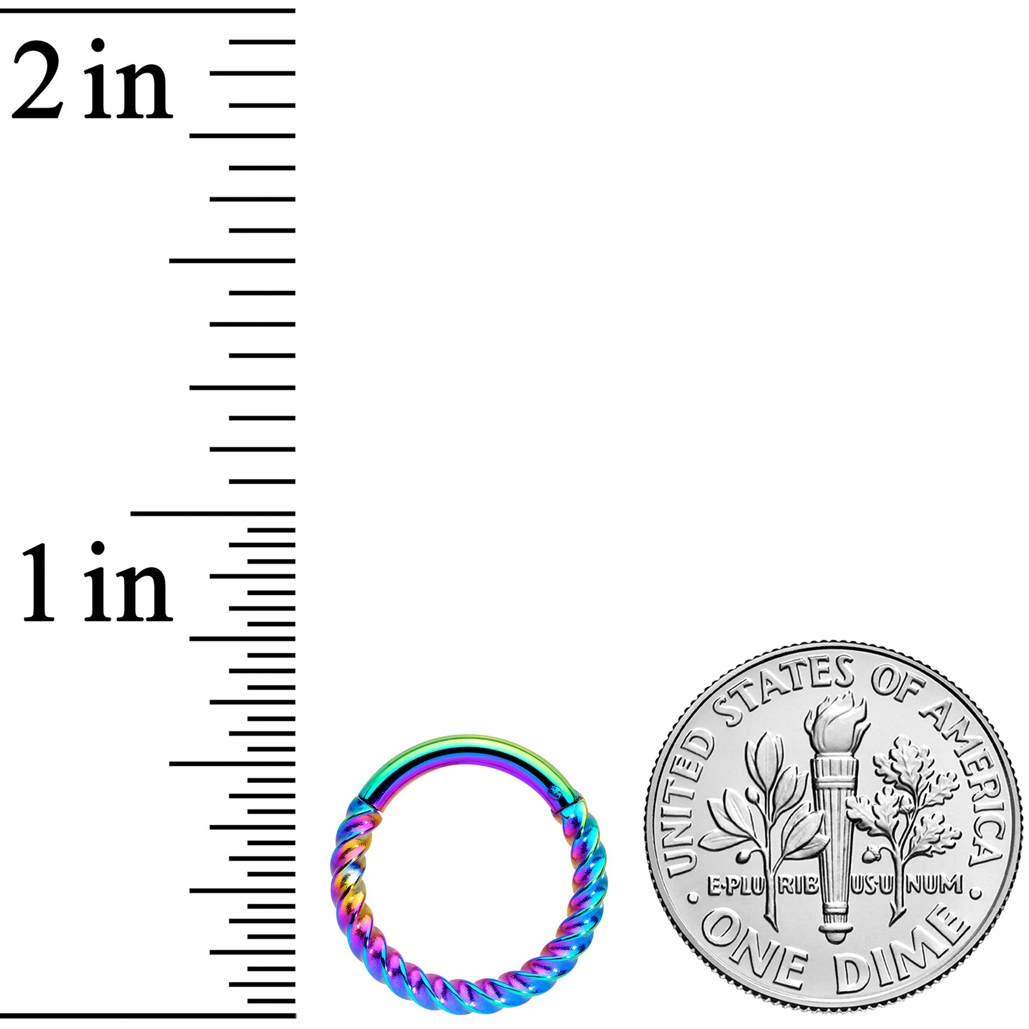 14G 3/8 Rainbow Twisted Elegance Cartilage Septum Clicker