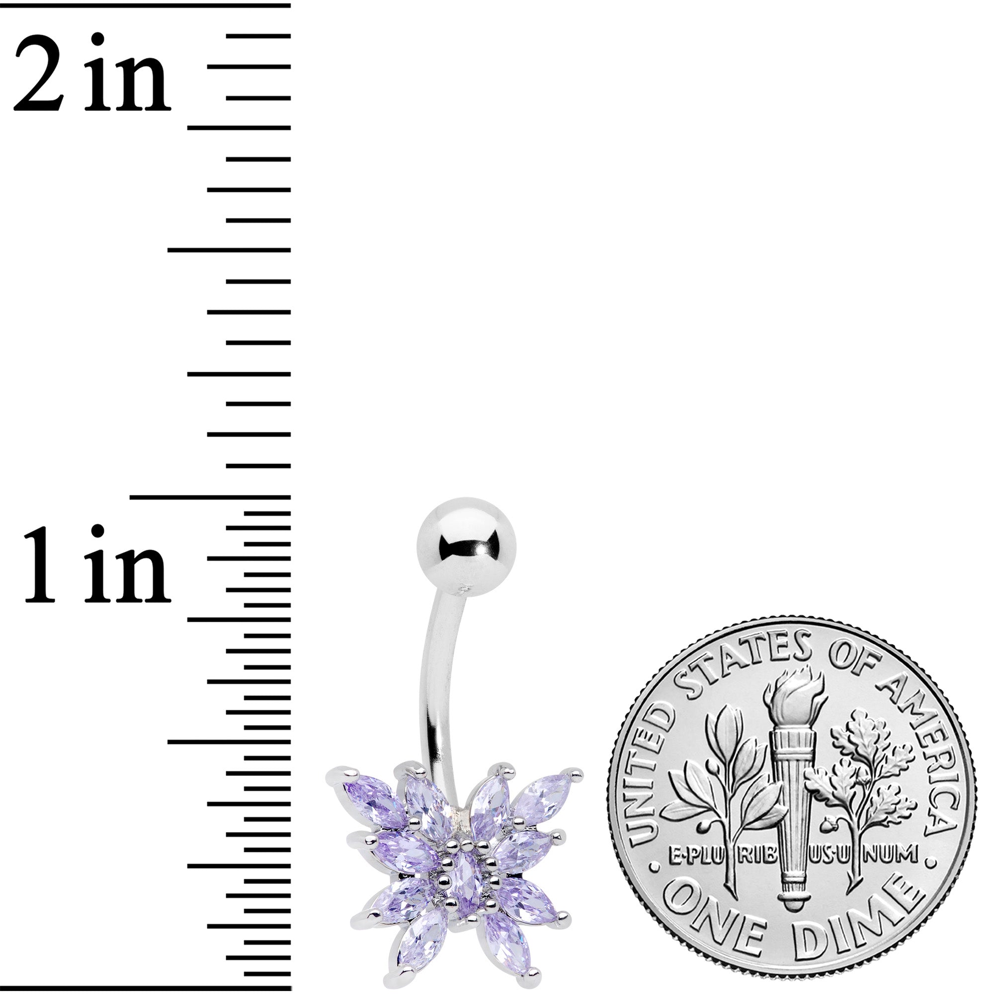 Purple CZ Gem Stylized Butterfly Belly Ring