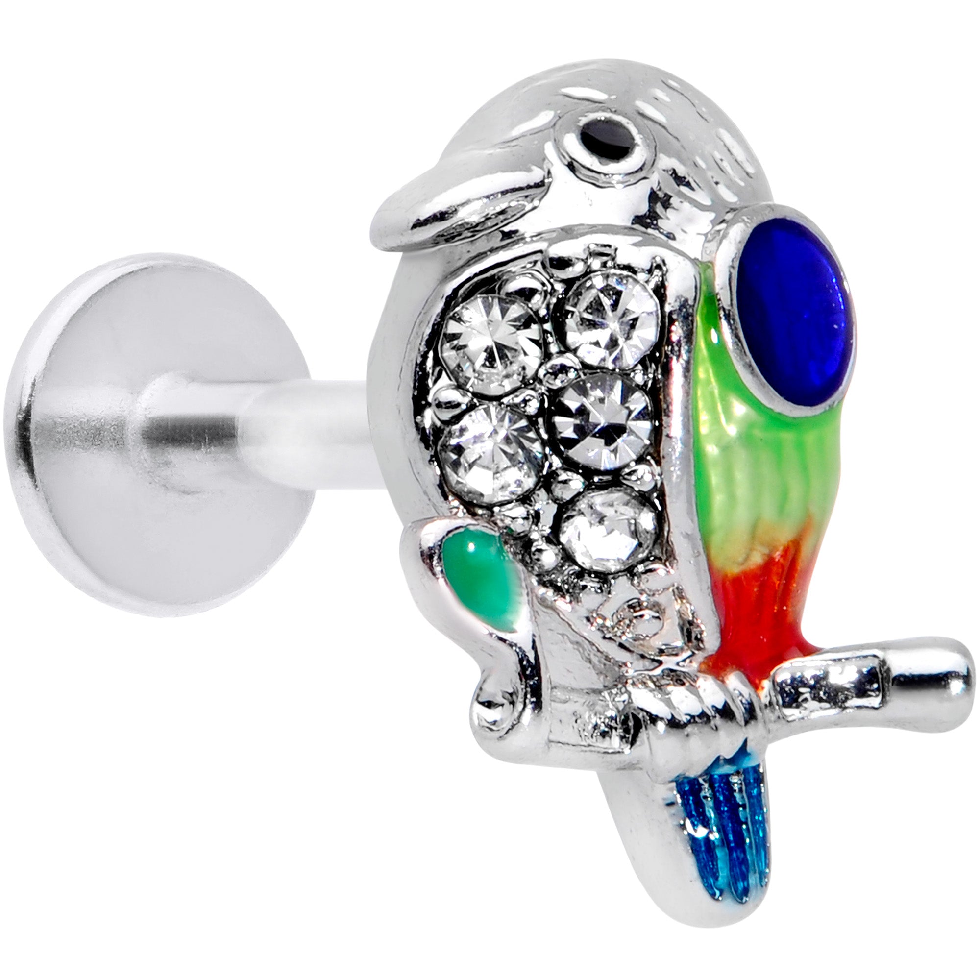 16G 5/16 Clear Gem Tropical Parrot Bird Labret Monroe Tragus