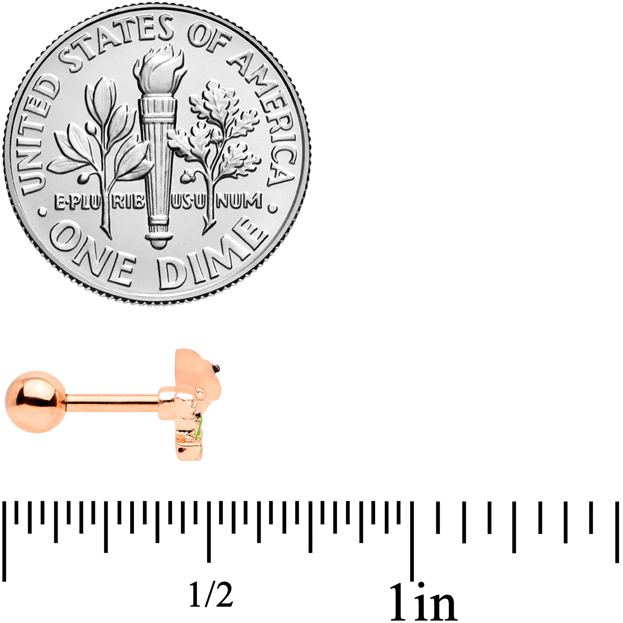 16G 1/4 Rose Gold Tone Bird Pink Flower Cartilage Tragus