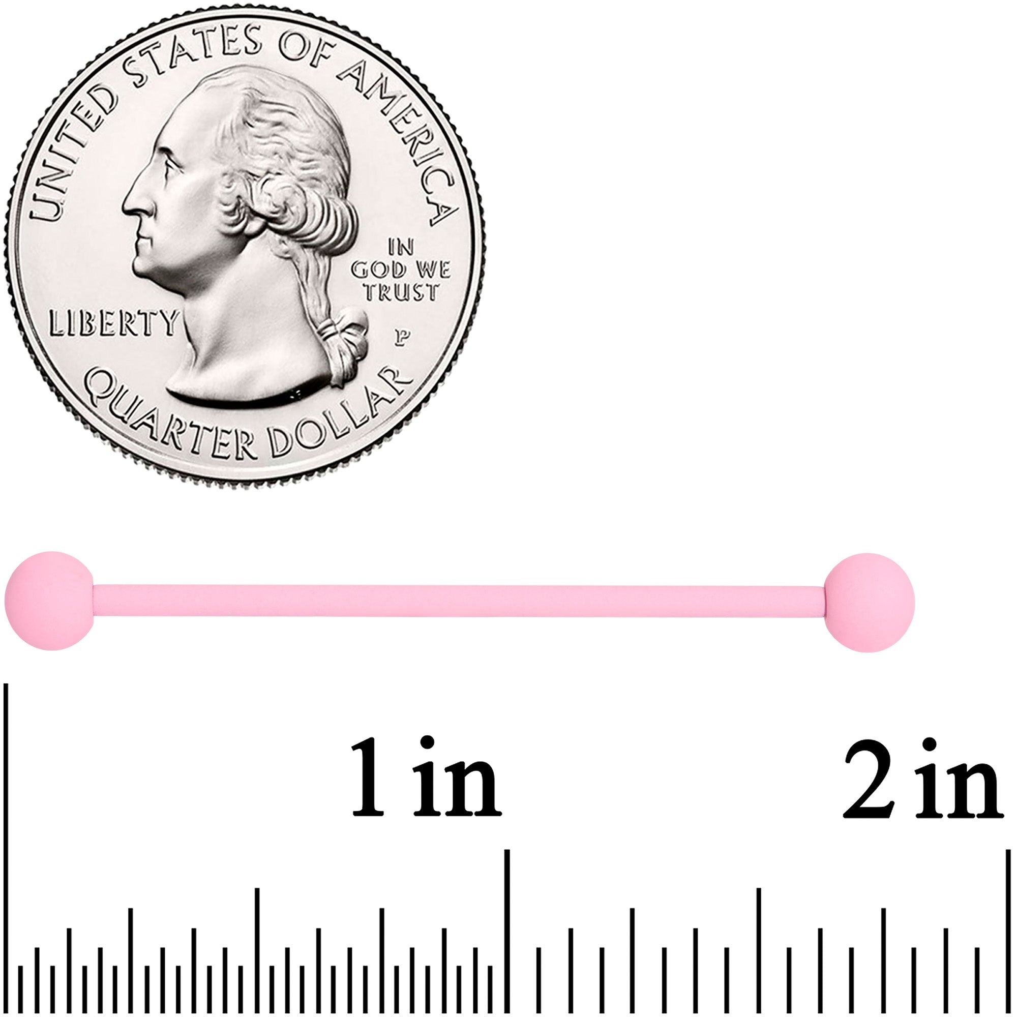 14 Gauge Petal Pink Matte Industrial Barbell 38mm