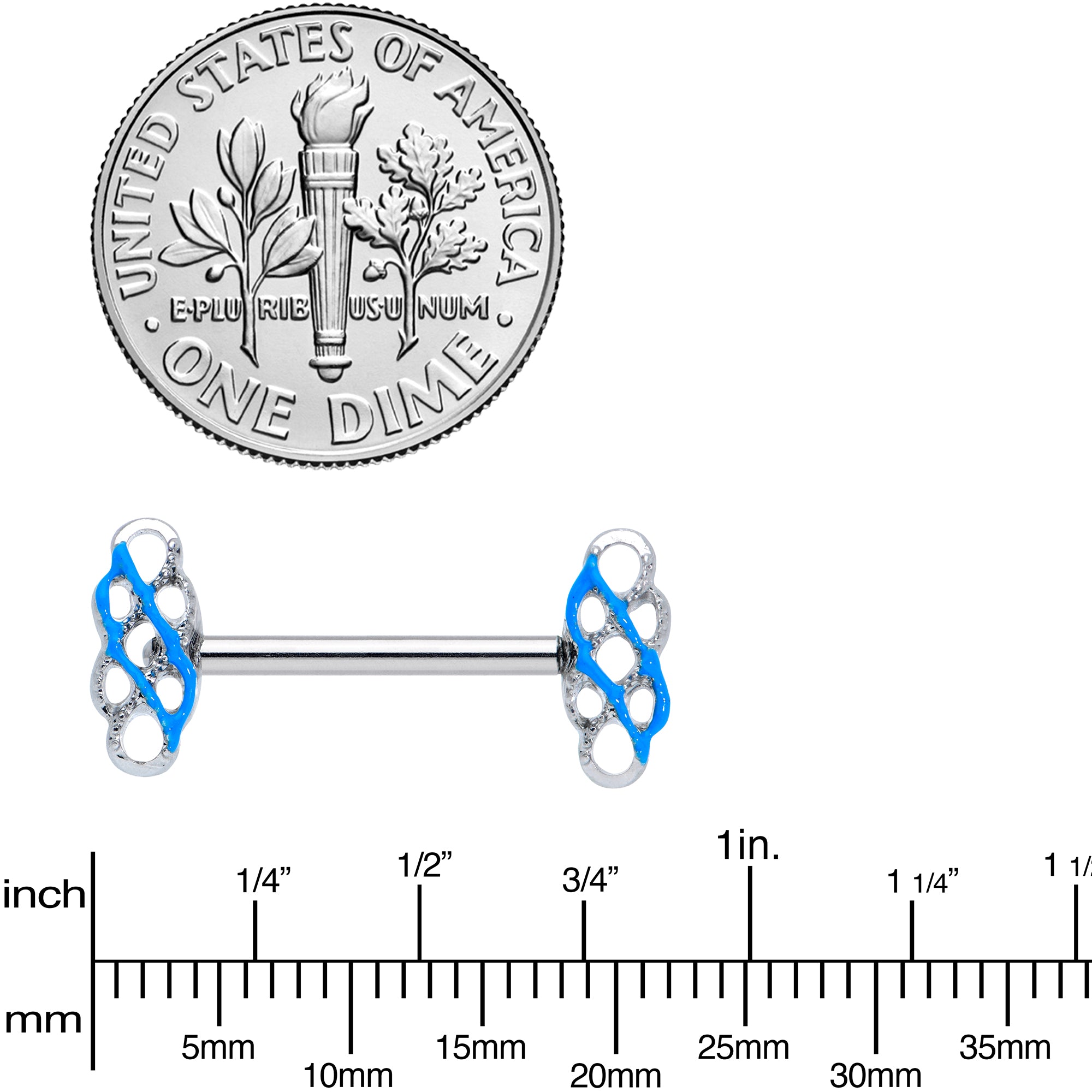 14G 9/16 Clear Gem Blue Celtic Knot Barbell Nipple Ring Set