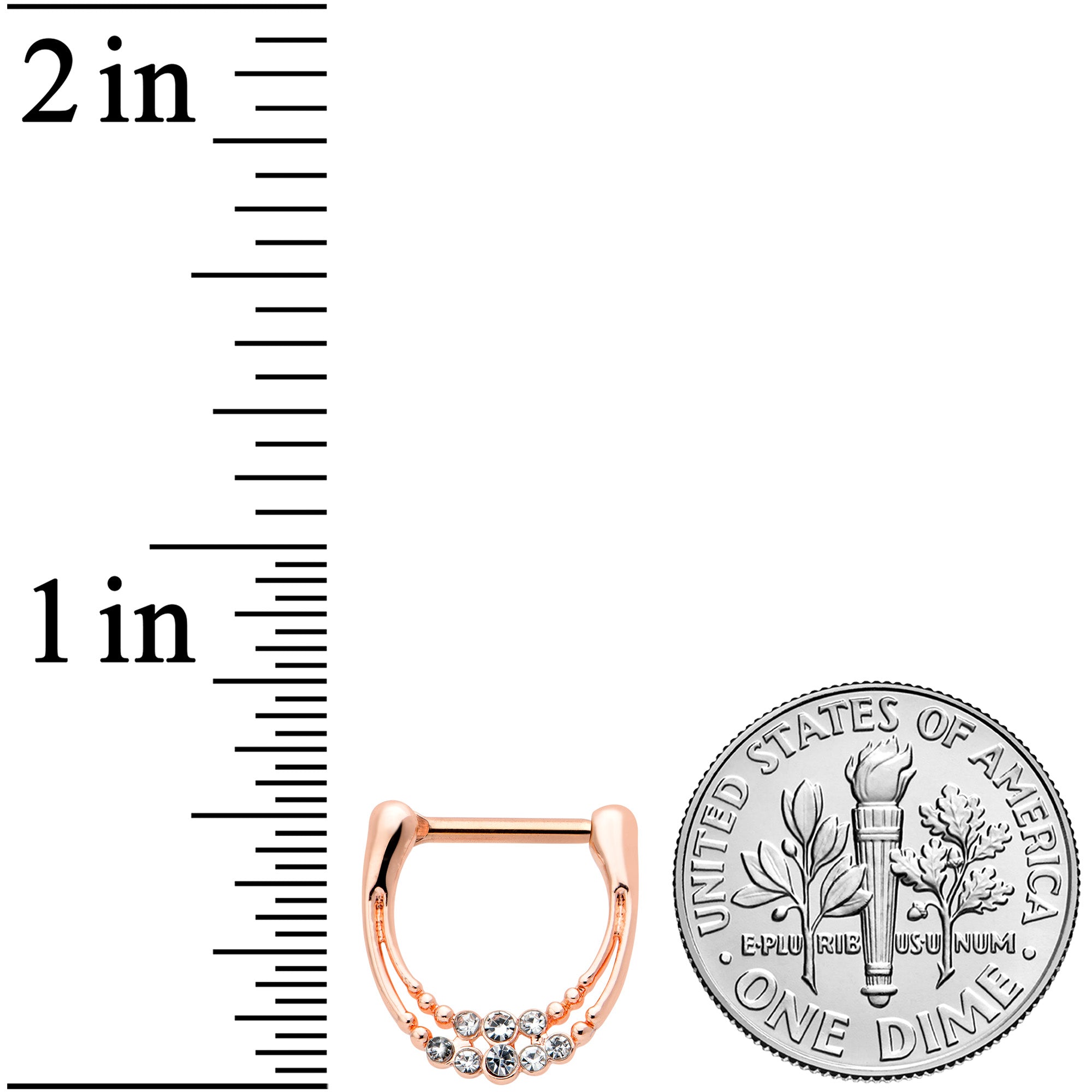 16G 5/16 Clear Gem Rose Gold Tone Double Strand Cartilage Clicker