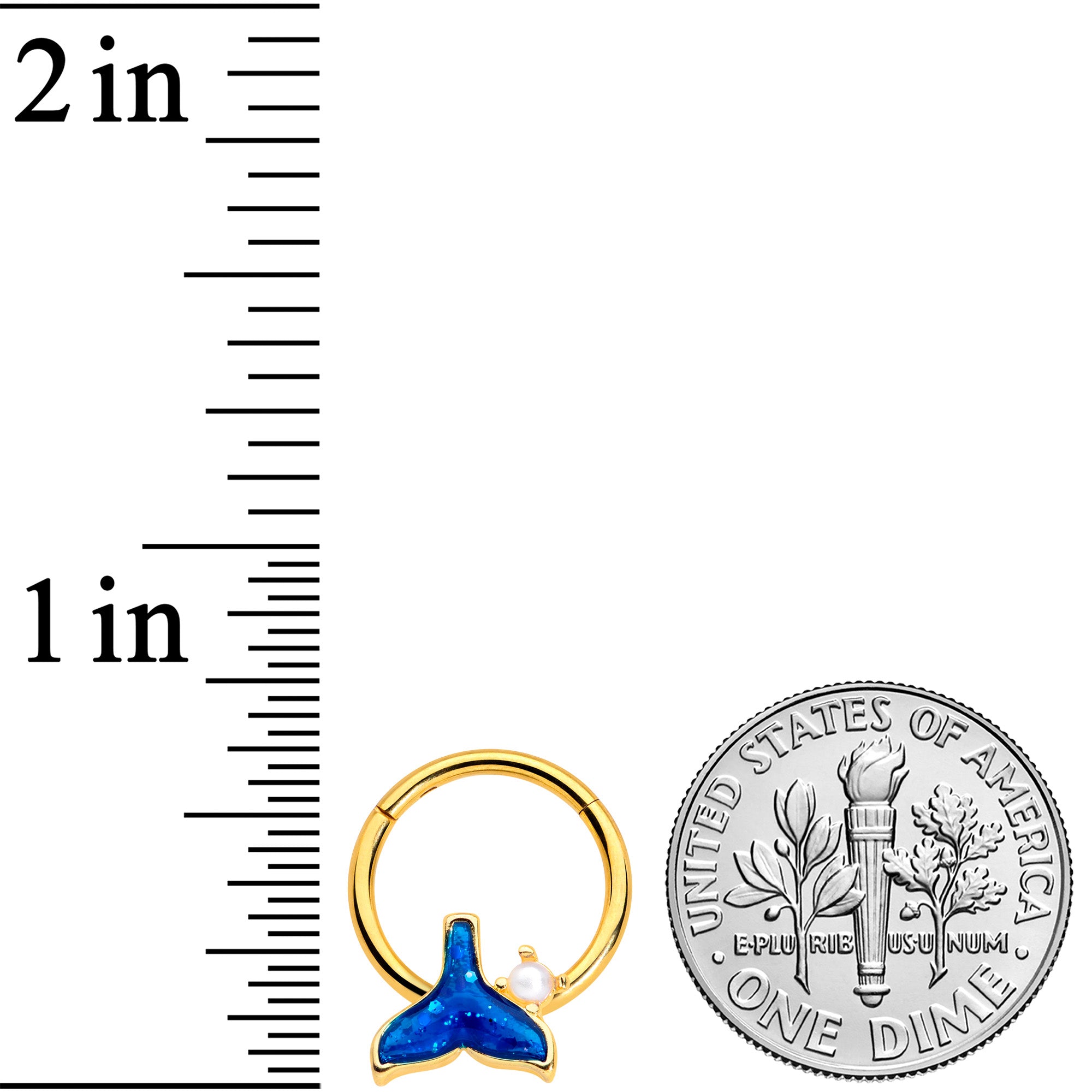 16G 3/8 Gold Tone Iridescent Mermaid Tail Hinged Segment Ring