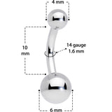 14 Gauge 5/16 Grade 23 Titanium Belly Ring Curved Barbell