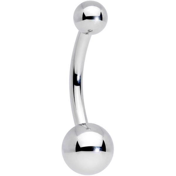 14 Gauge 3/8 Grade 23 Small Ball Titanium Belly Ring Curved Barbell