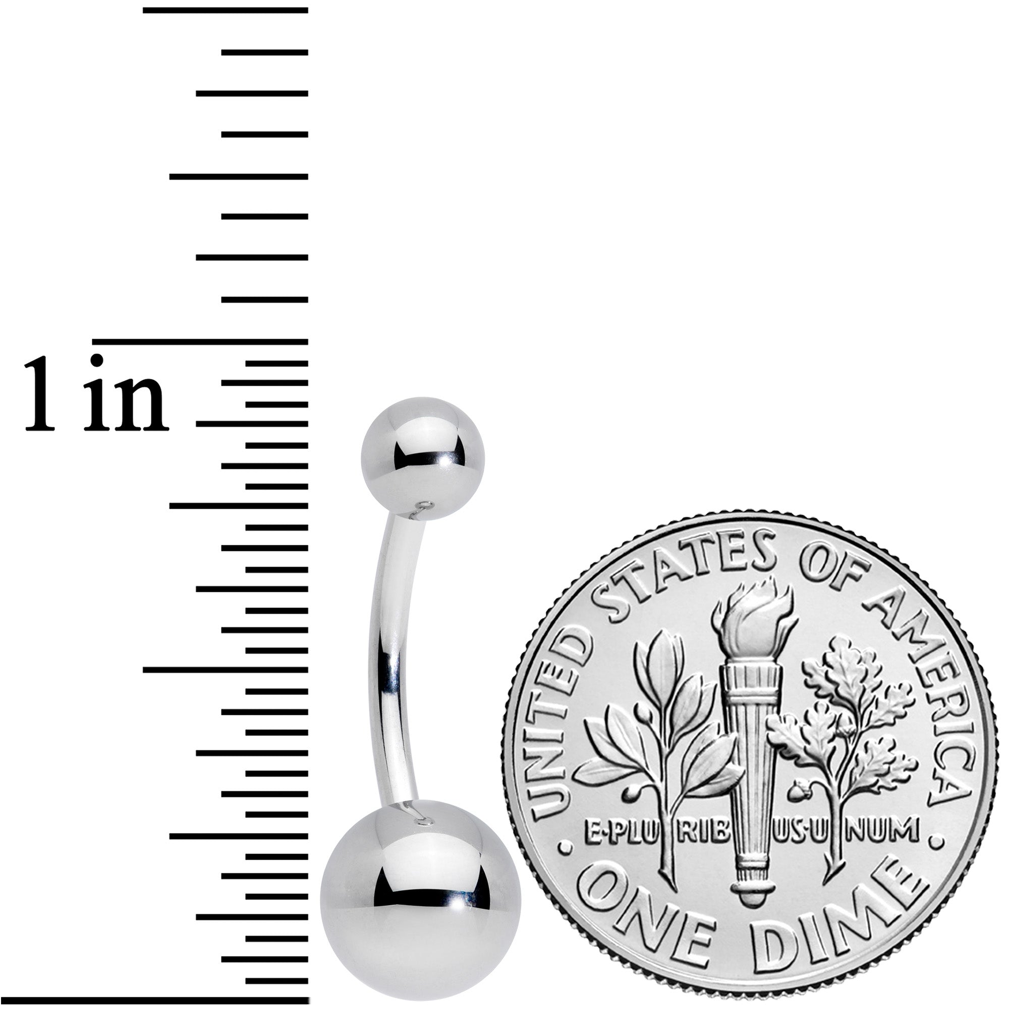 14G 7/16 Grade 23 Titanium Belly Ring Curved Barbell