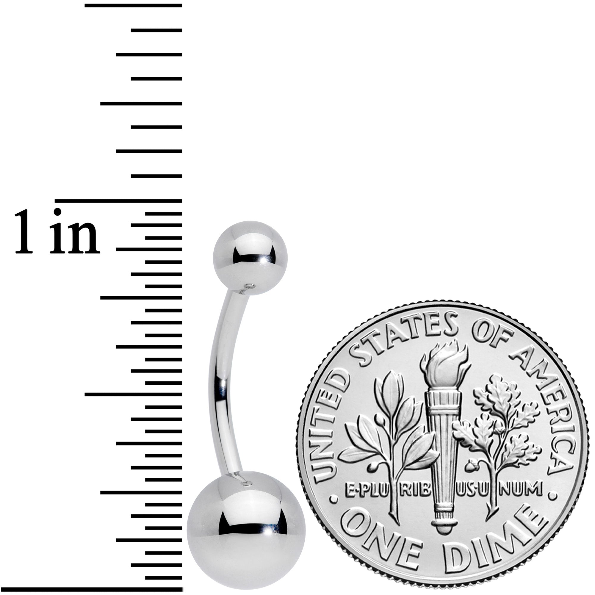 14G 1/2 Grade 23 Titanium Belly Ring Curved Barbell