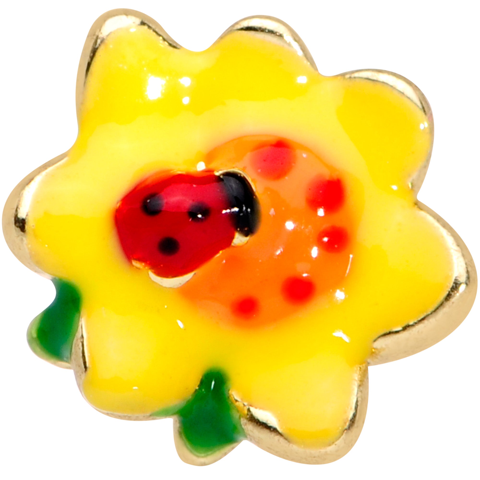 16G 1/4 Gold Tone Sunny Flower Ladybug Cartilage Tragus