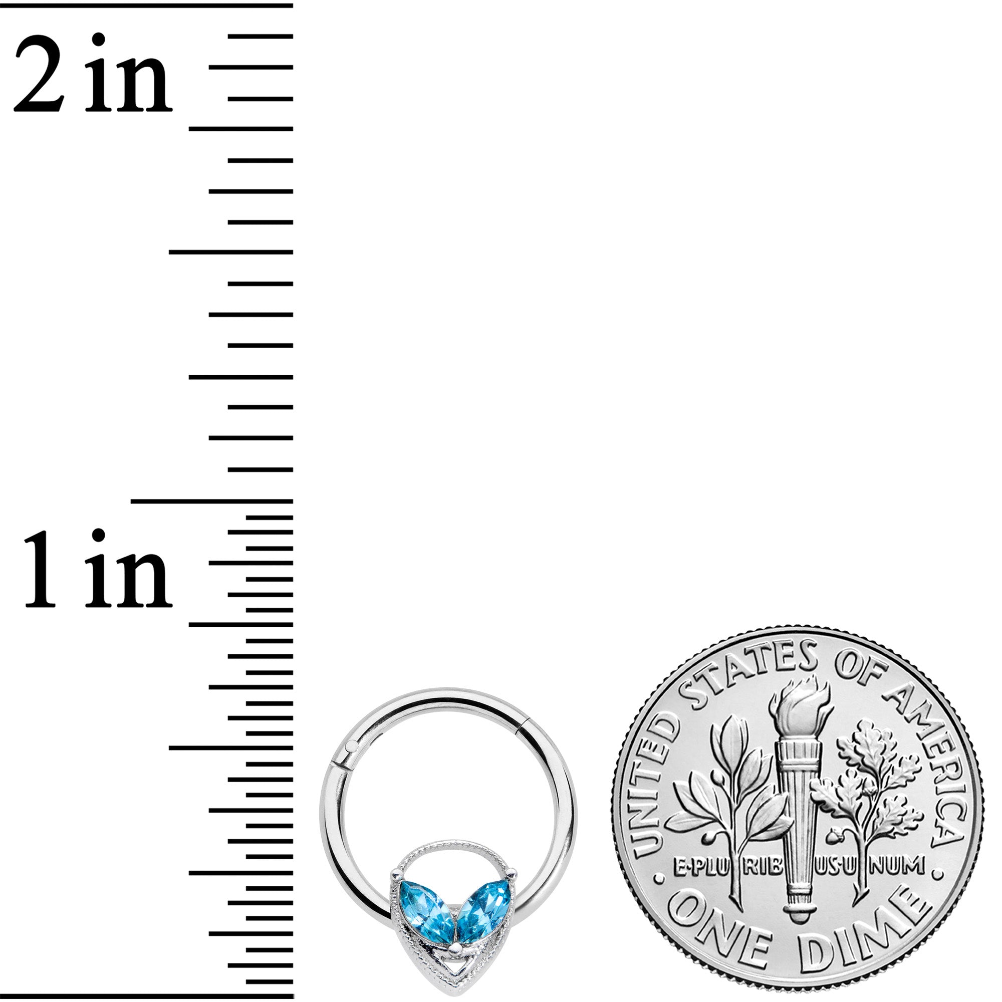 16G 3/8 Aqua Gem Alien Hinged Circular Ring