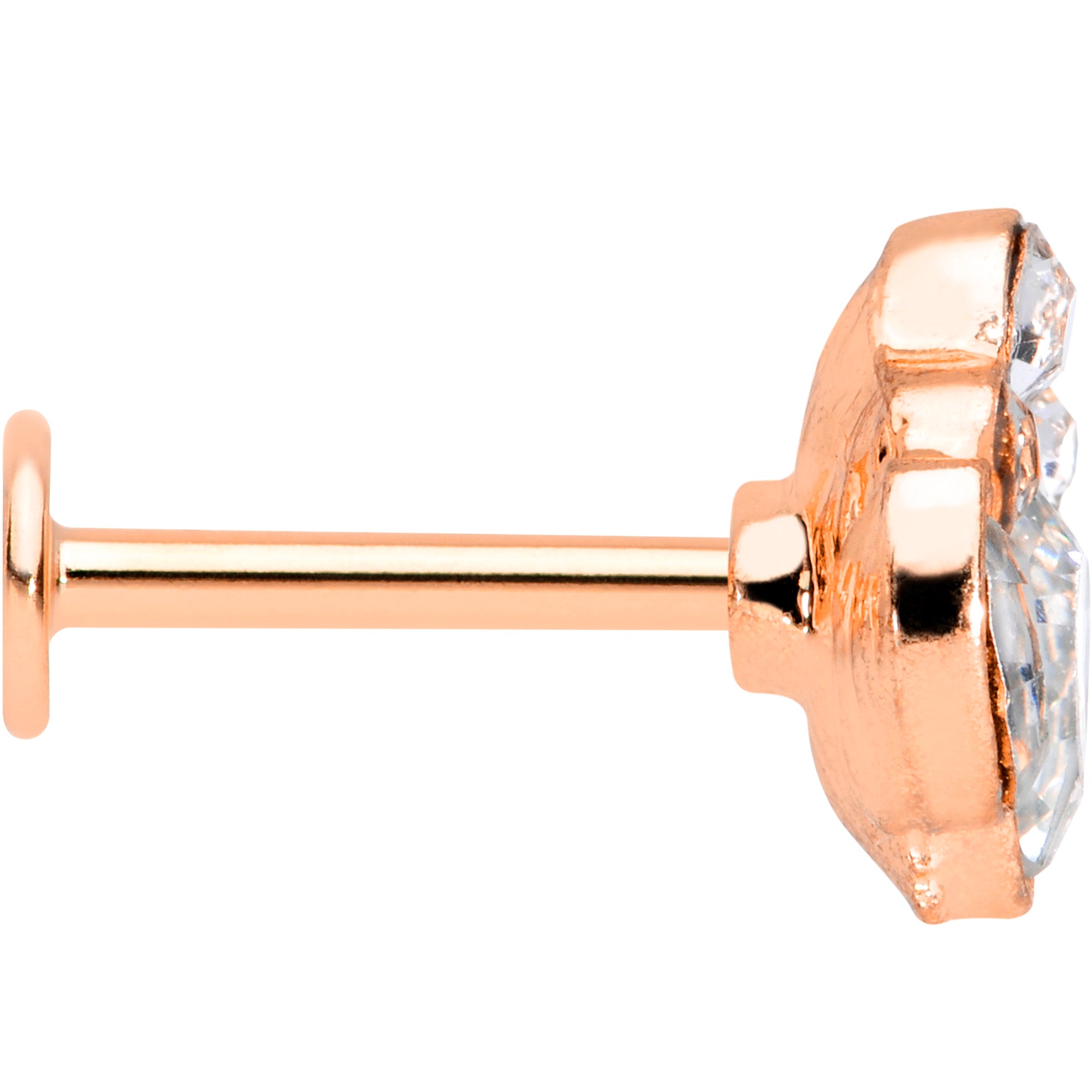 16G 5/16 Clear Gem Rose Gold Tone Cluster Labret Monroe Tragus