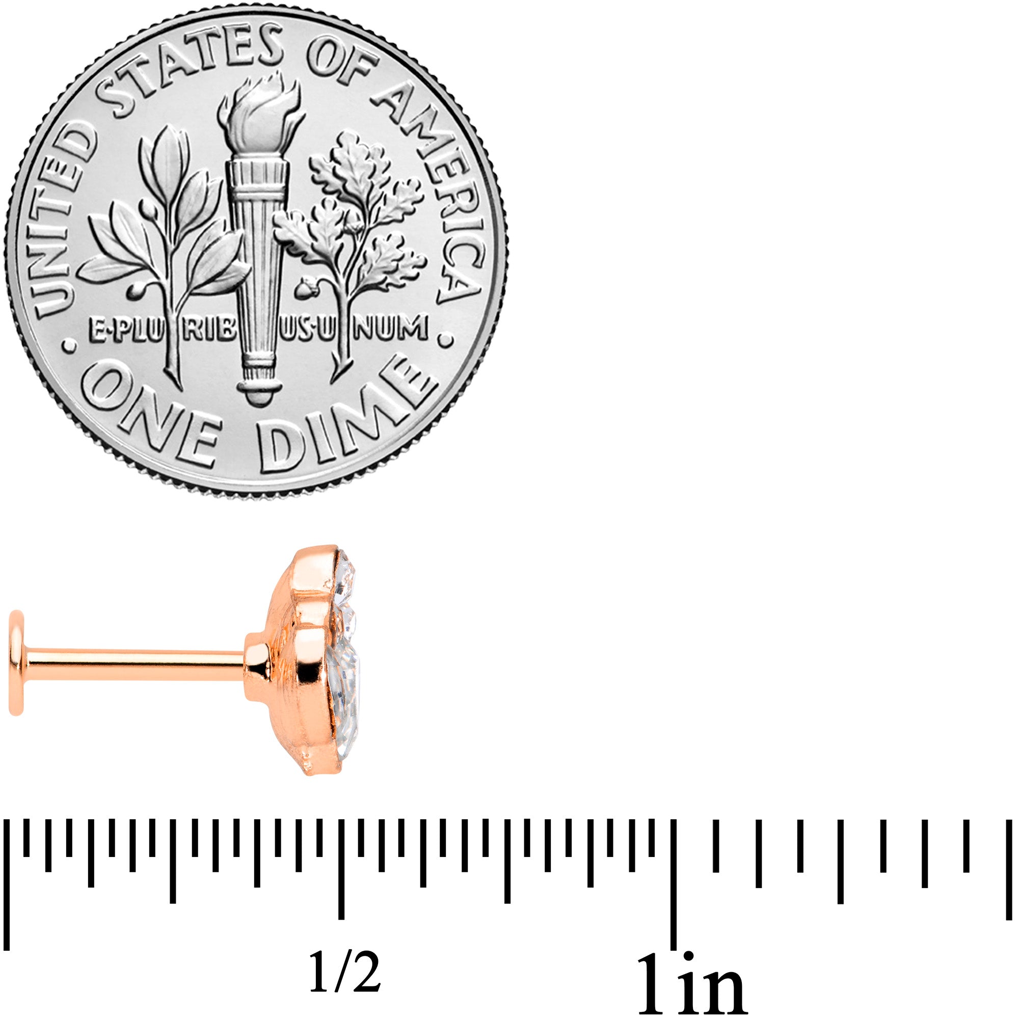 16G 5/16 Clear Gem Rose Gold Tone Cluster Labret Monroe Tragus