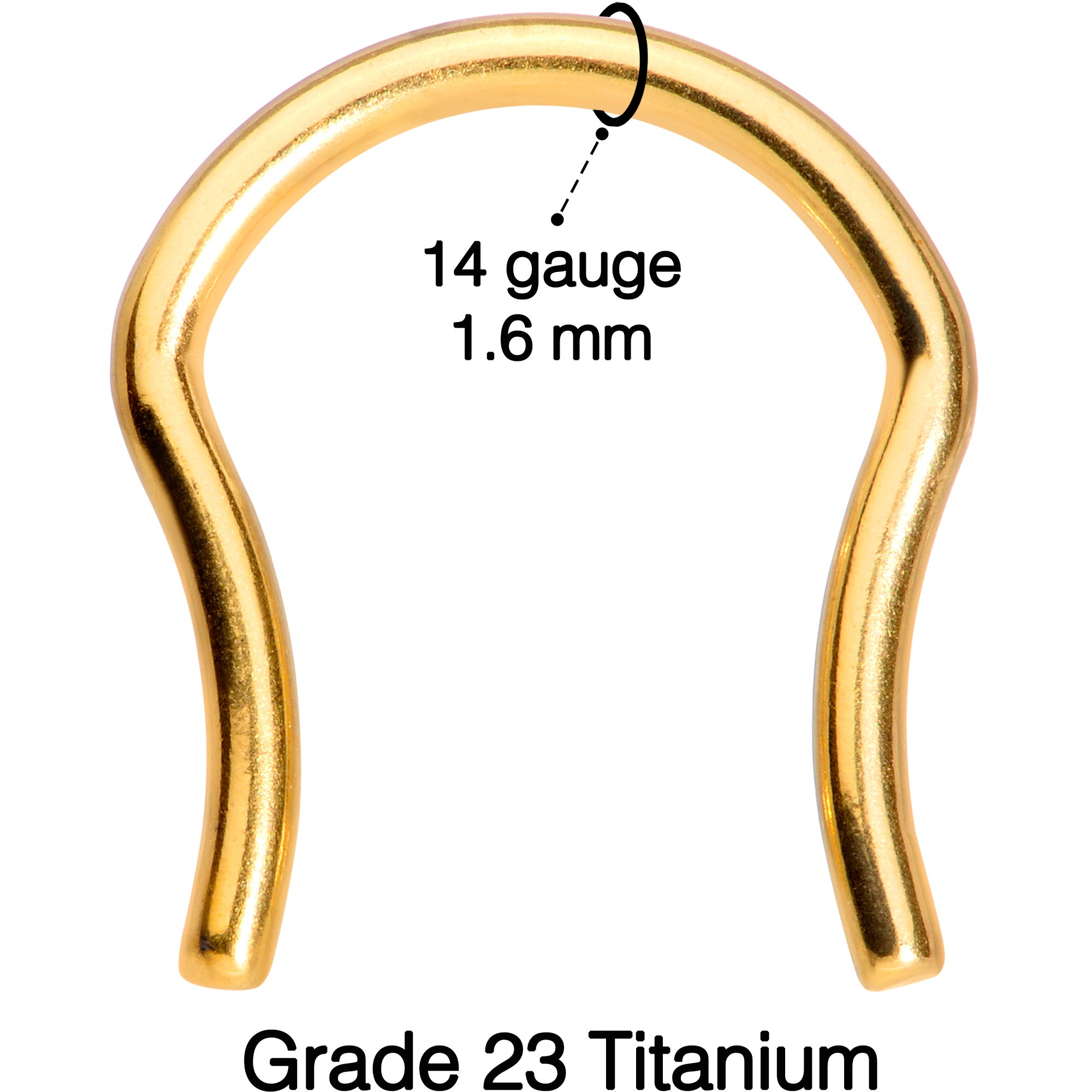 14 Gauge 5/8 Gold Tone ASTM F-136 Implant Grade Titanium Septum Retainer