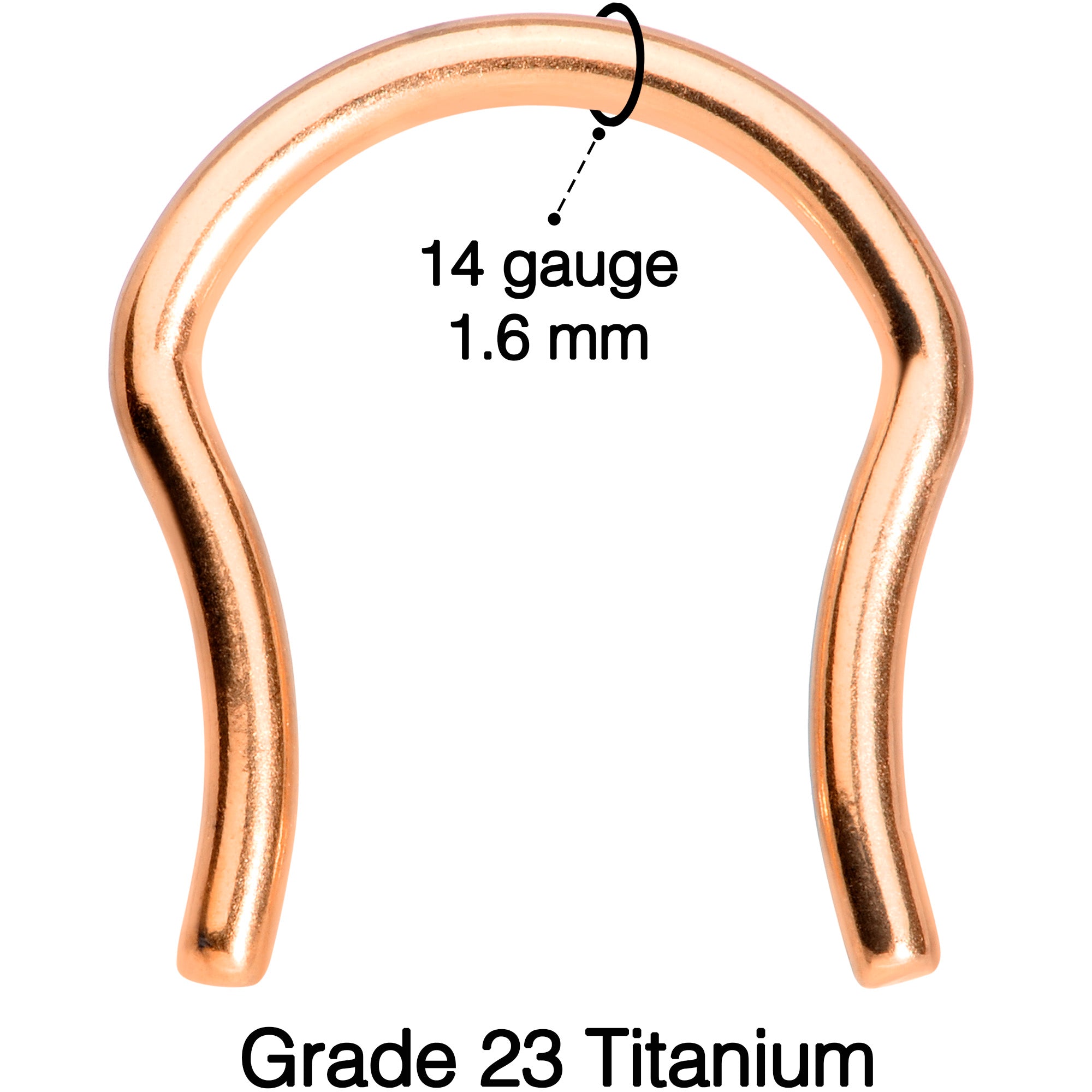 14 Gauge 5/8 Rose Gold Tone ASTM F-136 Implant Grade Titanium Septum Retainer