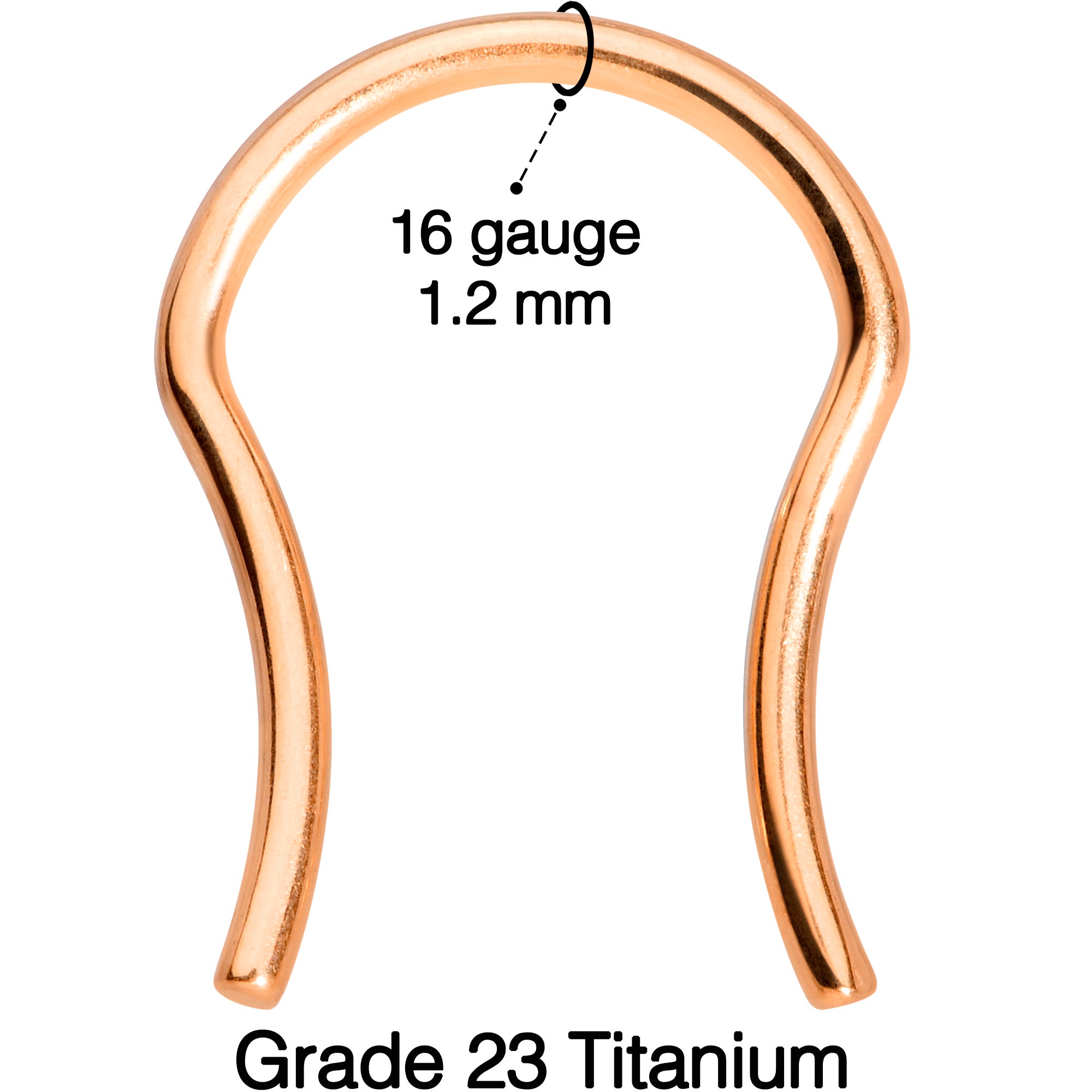 16 Gauge 5/8 Rose Gold Tone ASTM F-136 Implant Grade Titanium Septum Retainer