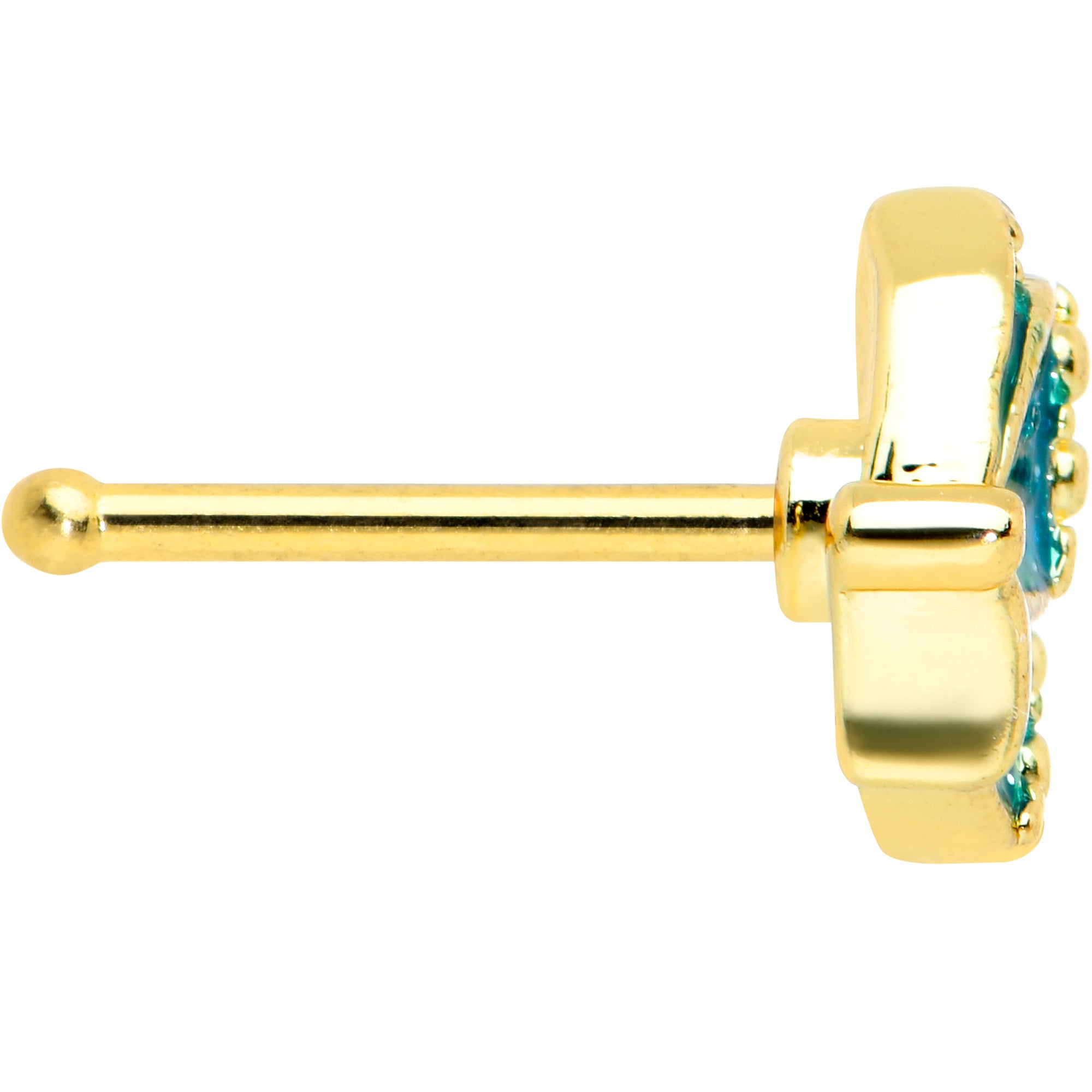 20G 1/4 Gold Tone Blues Butterfly Nose Bone