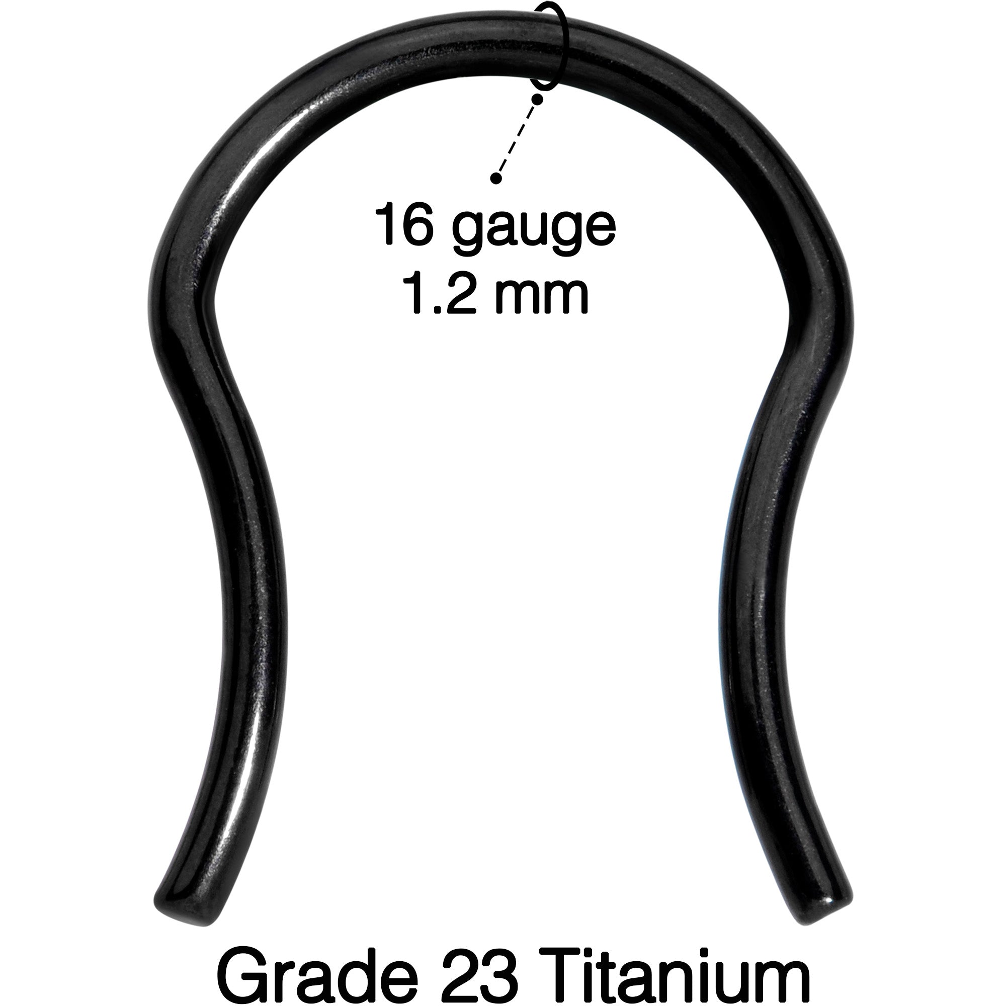 16 Gauge 5/8 Black ASTM F-136 Implant Grade Titanium Septum Retainer
