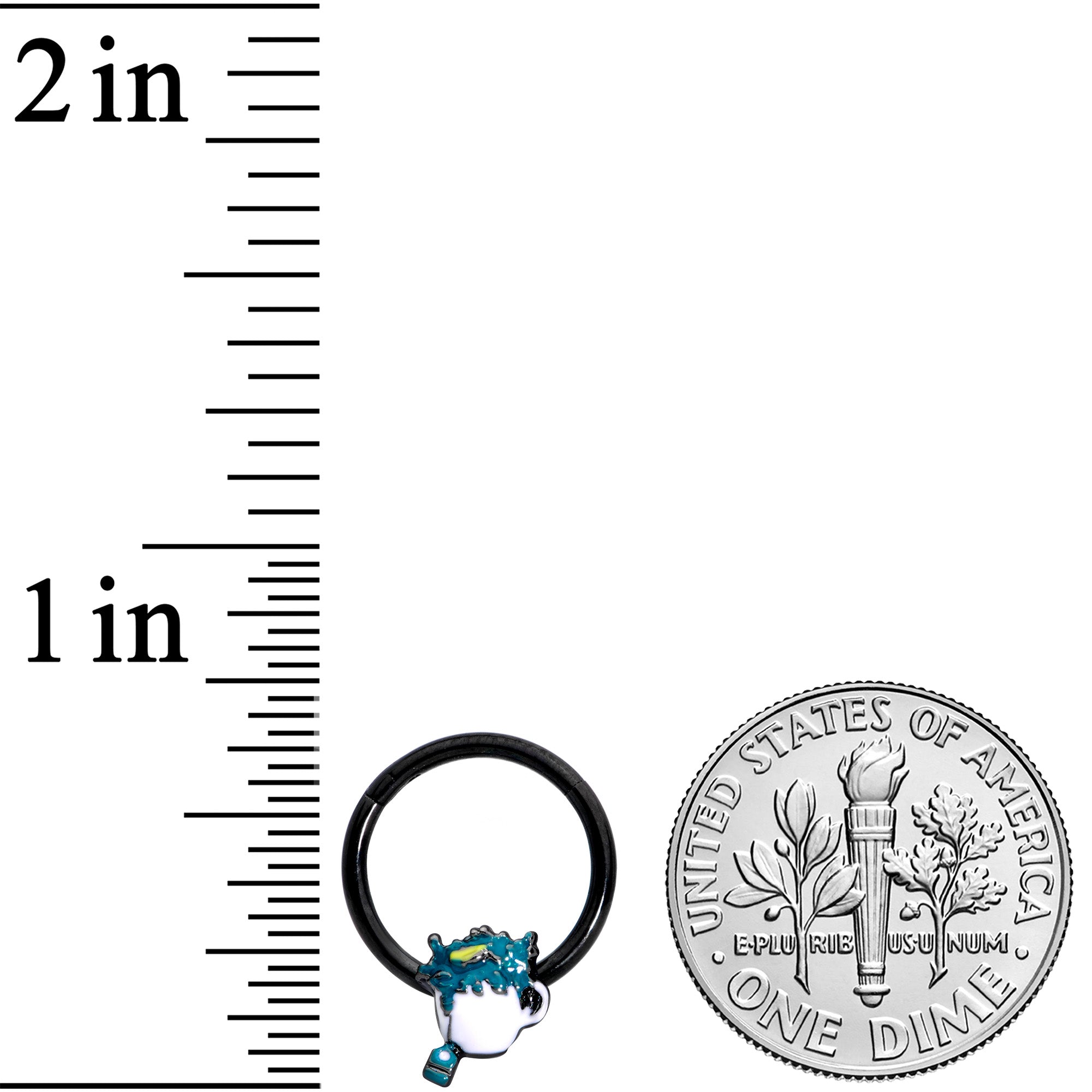 16G 3/8 Black Creepy Tea Halloween Hinged Segment Ring