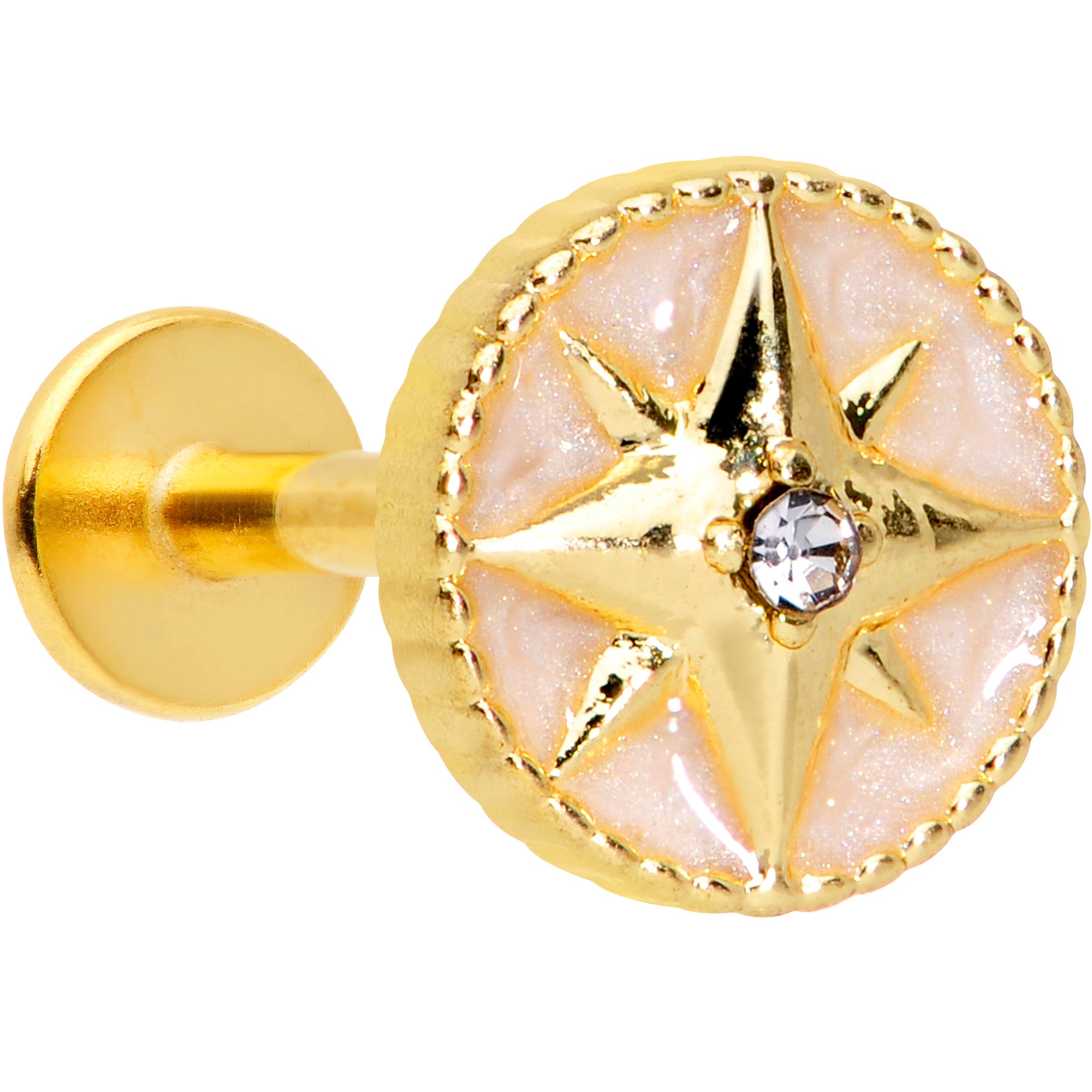 16G 5/16 Gold Tone Sailors Compass Labret Monroe Tragus