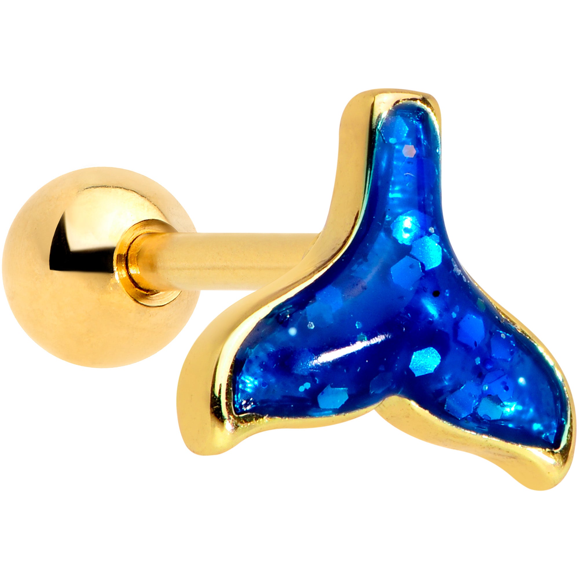 16G 1/4 Gold Tone Iridescent Mermaid Tail Cartilage Tragus