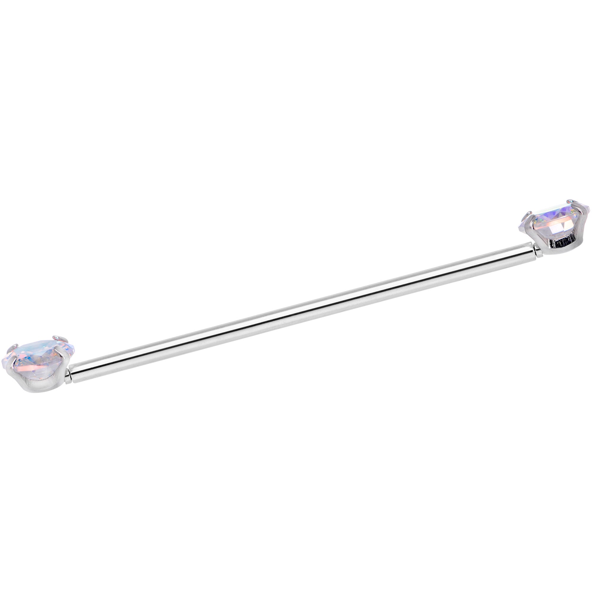 14G Aurora CZ Gem Threadless Industrial Barbell 38mm
