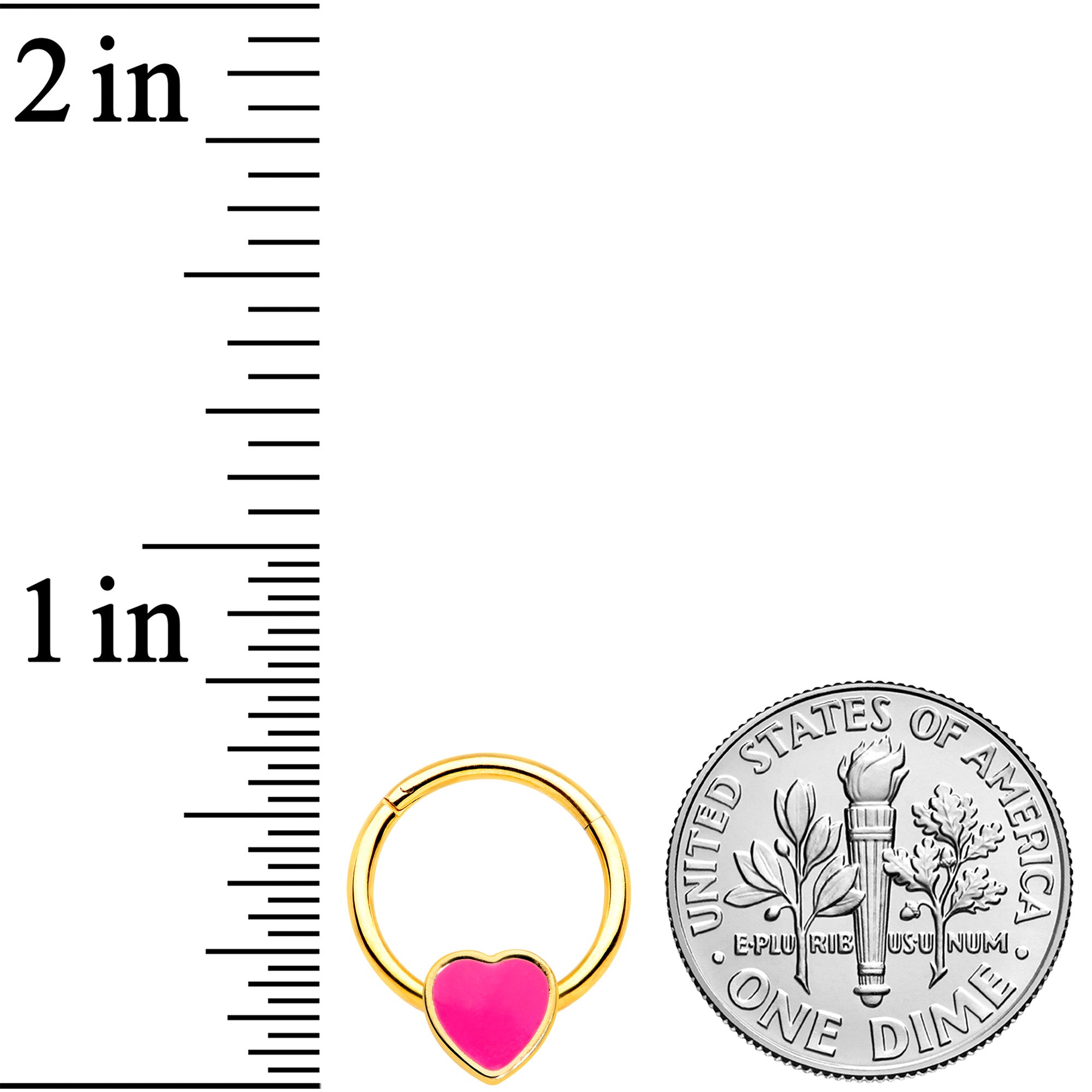 16G 3/8 Gold Tone Pink Heart Hinged Segment Ring