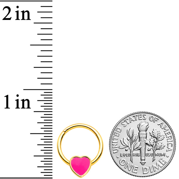 16 Gauge 3/8 Gold Tone Pink Heart Hinged Segment Ring