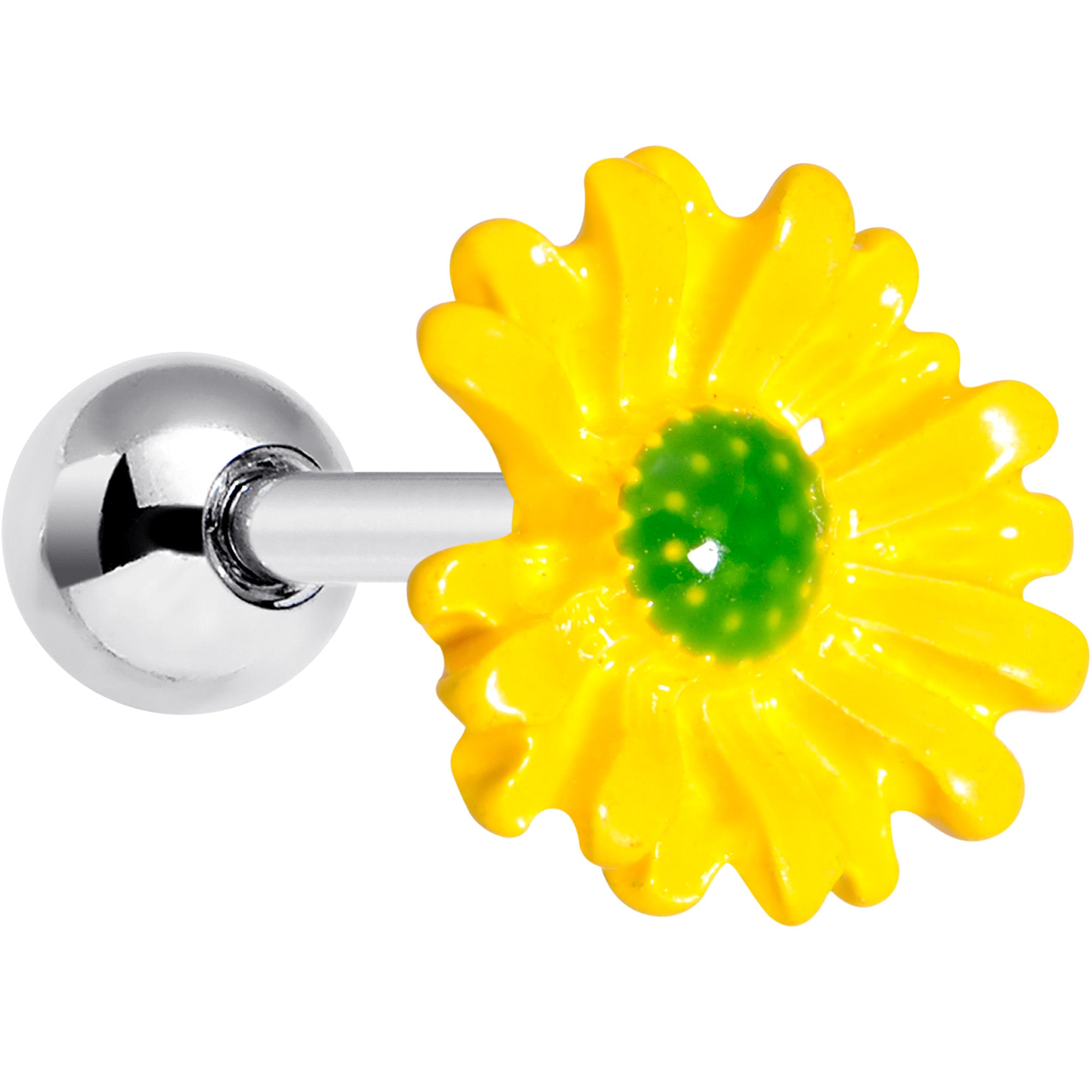 16G 1/4 Yellow Daisy Flower Cartilage Tragus Earring