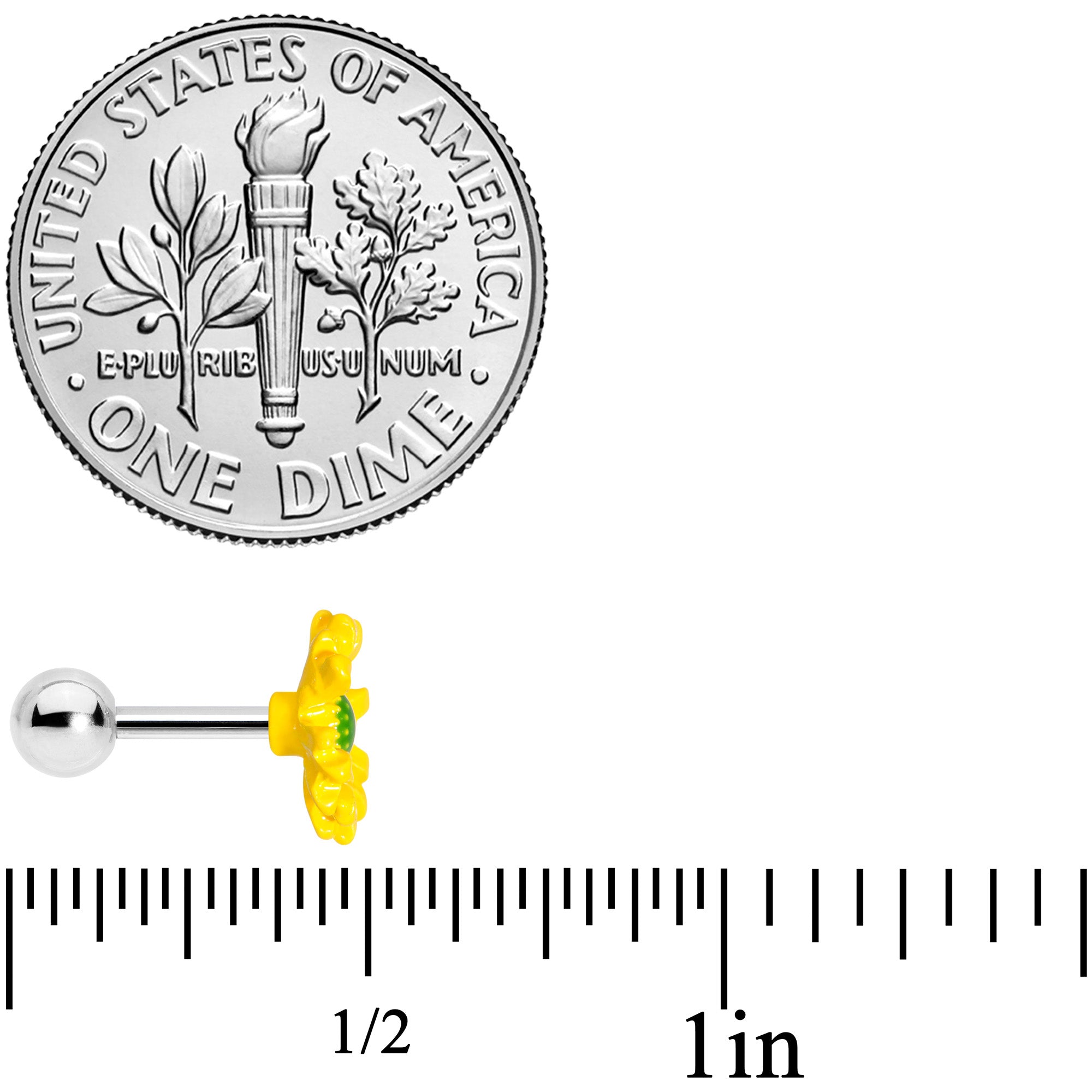 16G 1/4 Yellow Daisy Flower Cartilage Tragus Earring