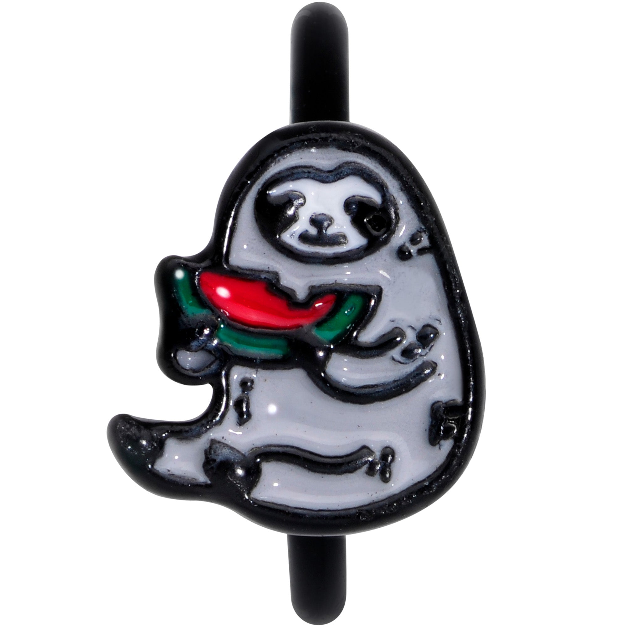 18G 3/8 Black Watermelon Sloth Nose Hoop
