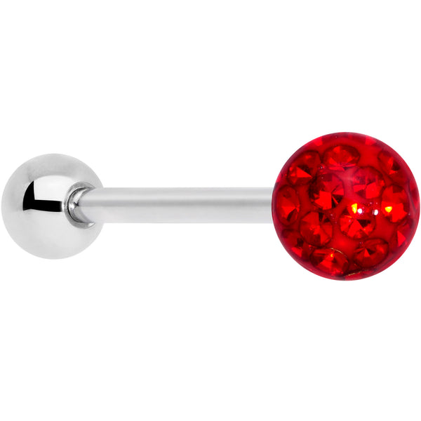 Red Gem Disco Ball Internally Threaded Barbell Tongue Ring