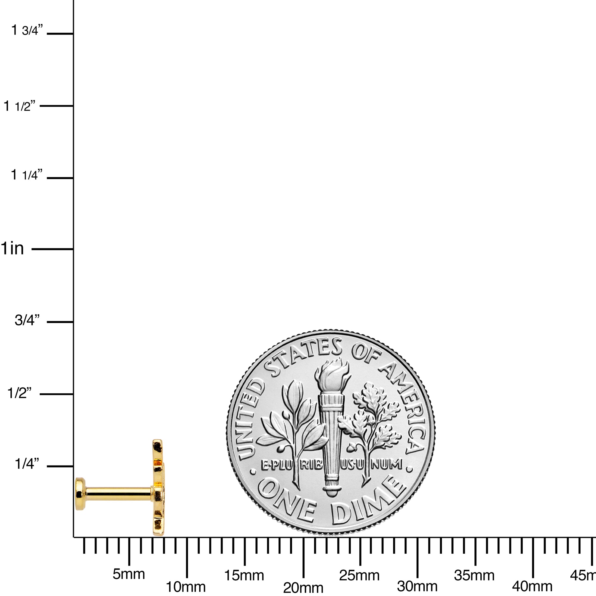 16G 1/4 Clear CZ Gem Gold Tone Leaf Internally Threaded Labret