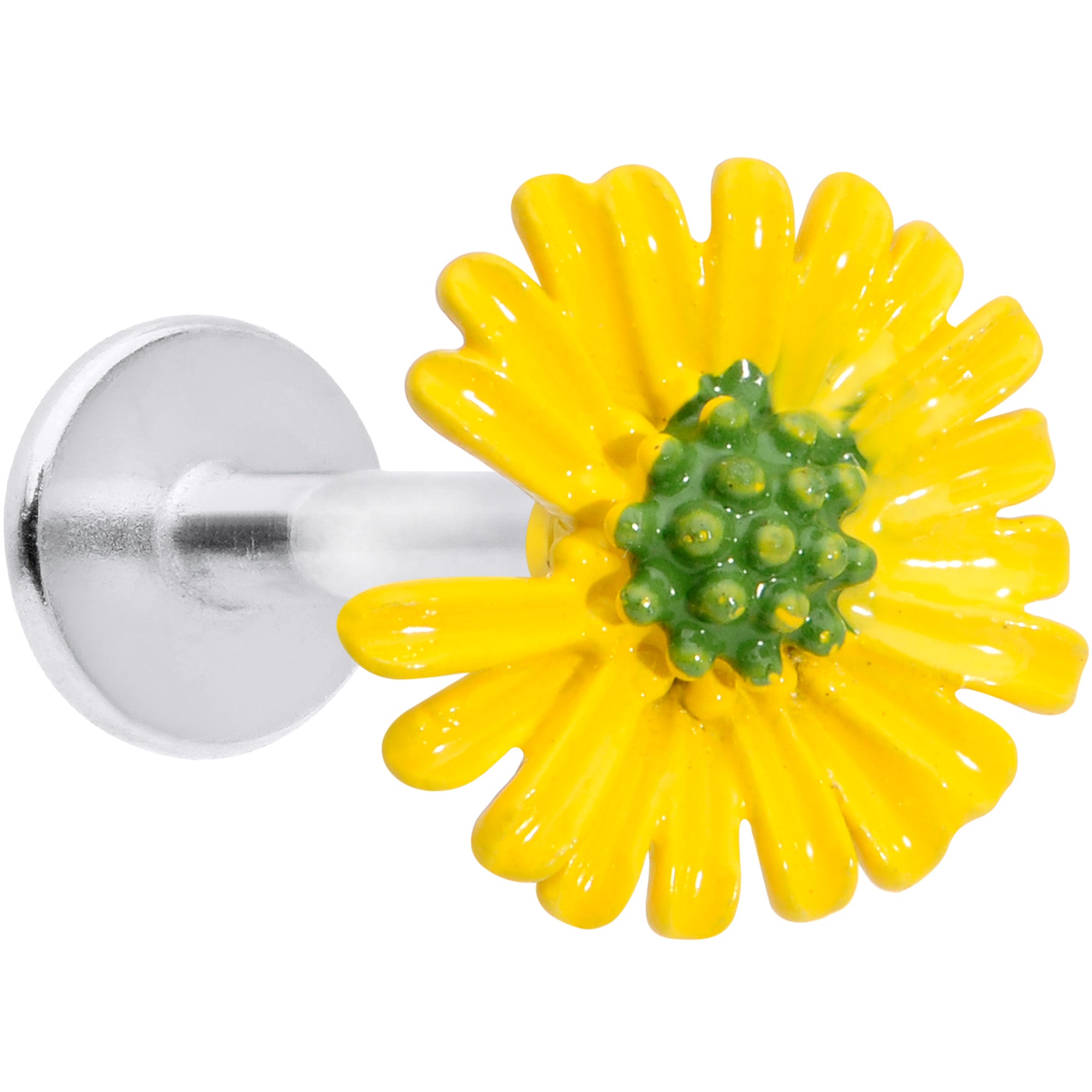 16G 5/16 Yellow Daisy Flower Labret Monroe Tragus