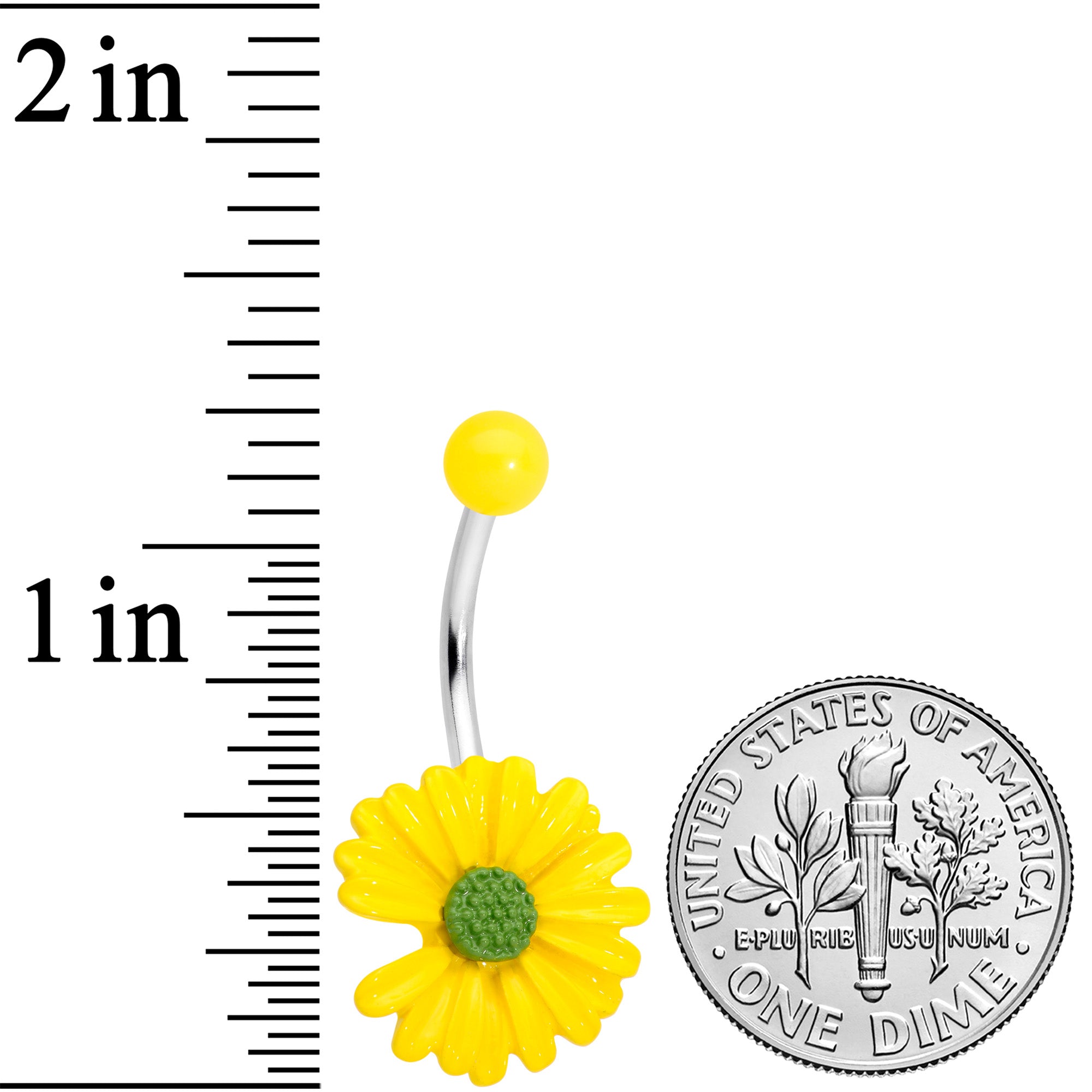 Yellow Daisy Flower Belly Ring