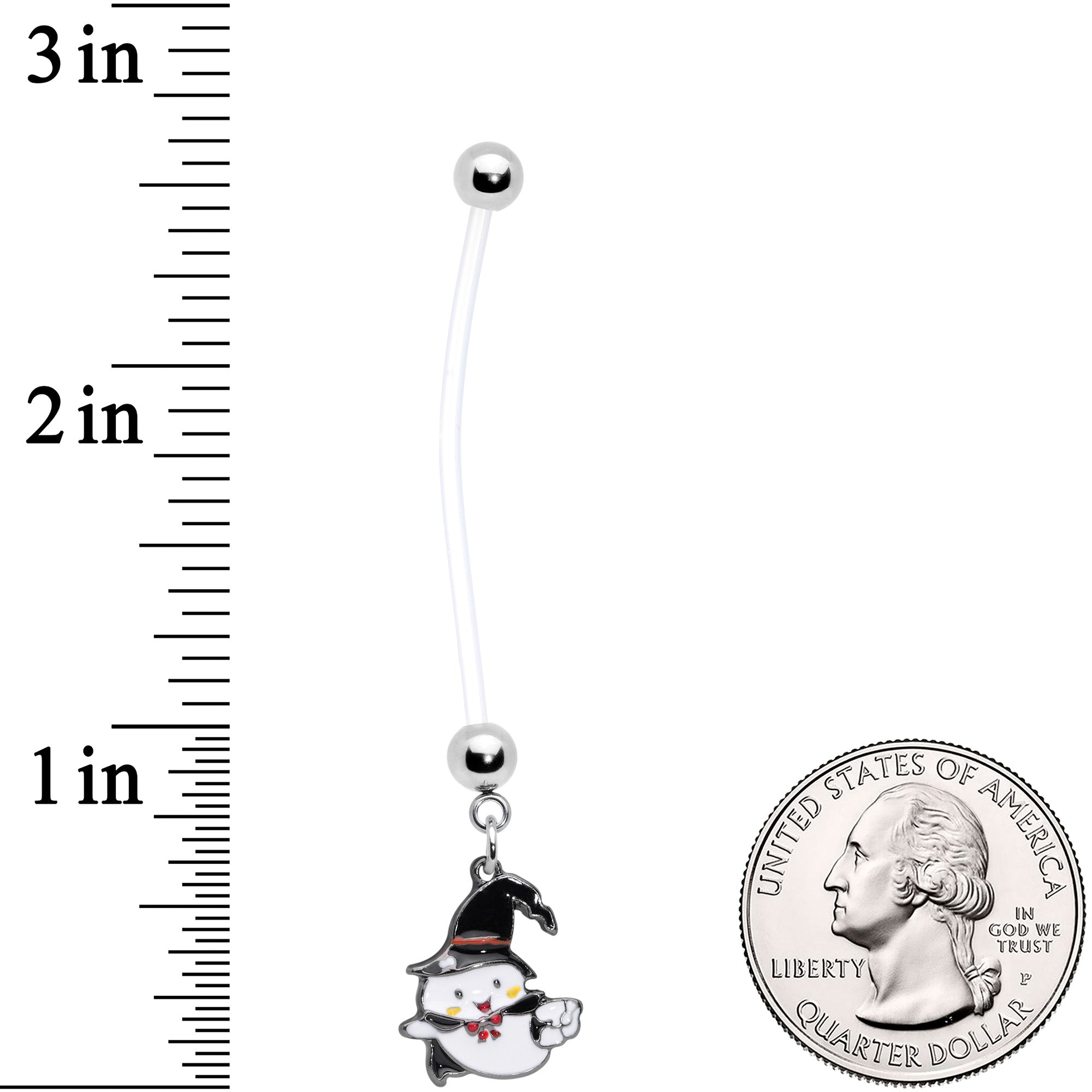 Clear Bioplast Witchy Ghost Halloween Dangle Pregnancy Belly Ring