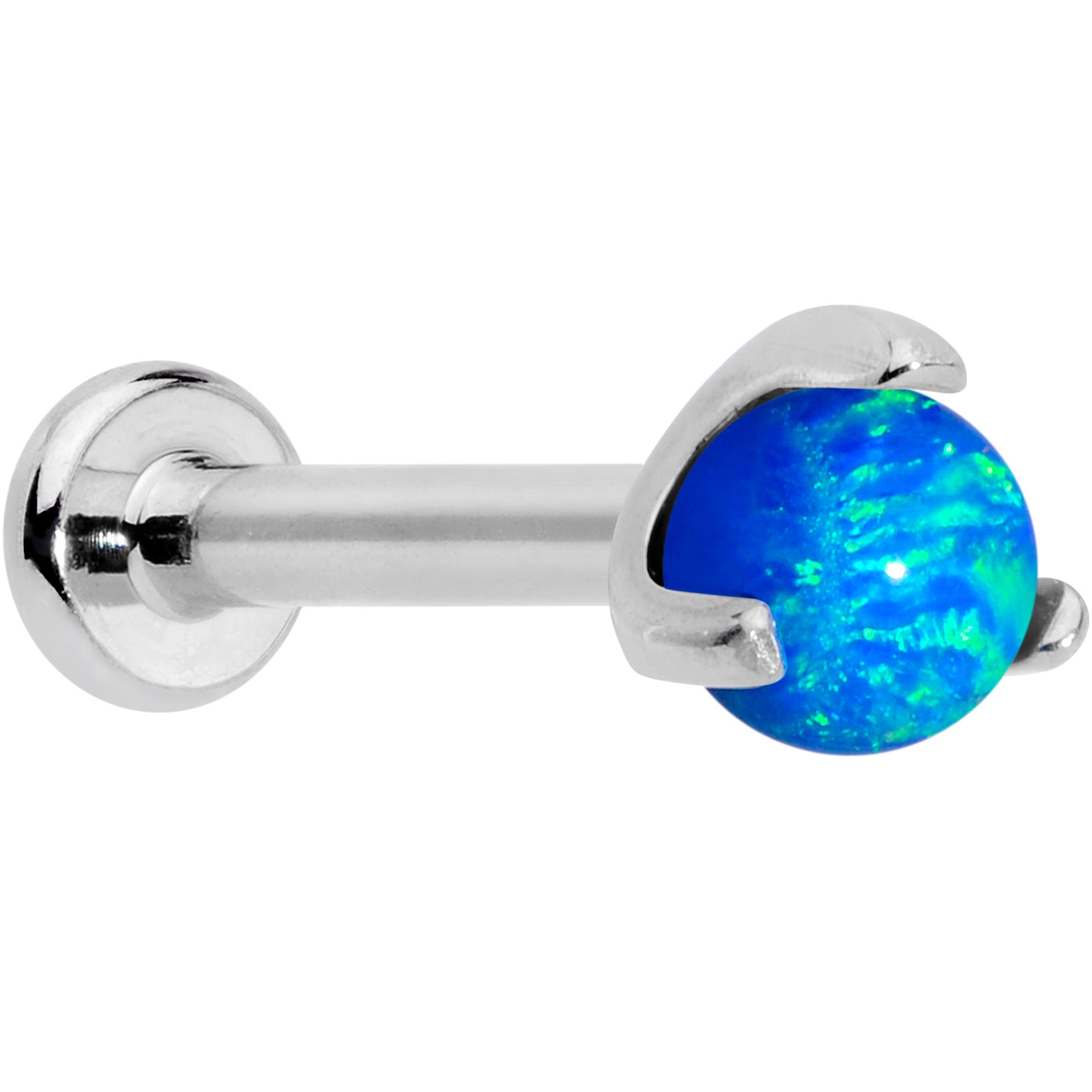 16G 5/16 Blue Synth Opal ASTM F-136 Implant Grade Titanium Internal Thread Labret