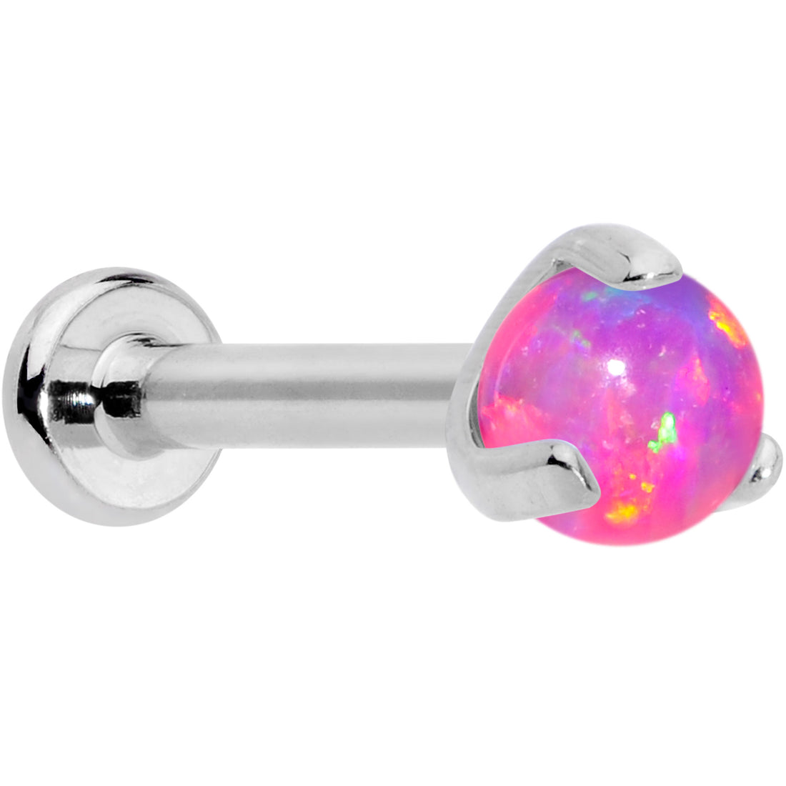 16 Gauge 5/16 Pink Synth Opal ASTM F-136 Titanium Internal Thread Labr
