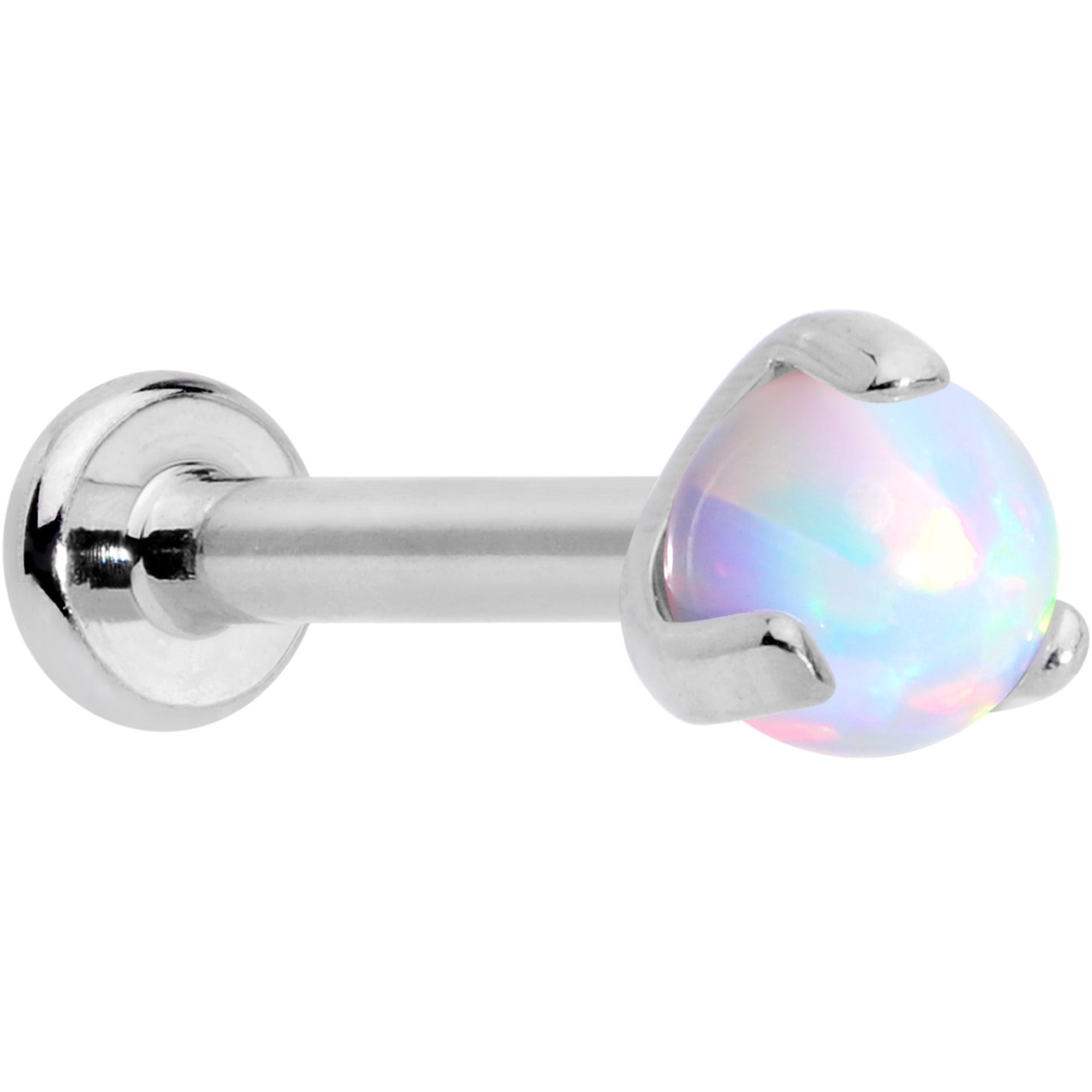 16G 5/16 White Synth Opal ASTM F-136 Implant Grade Titanium Internal Thread Labret