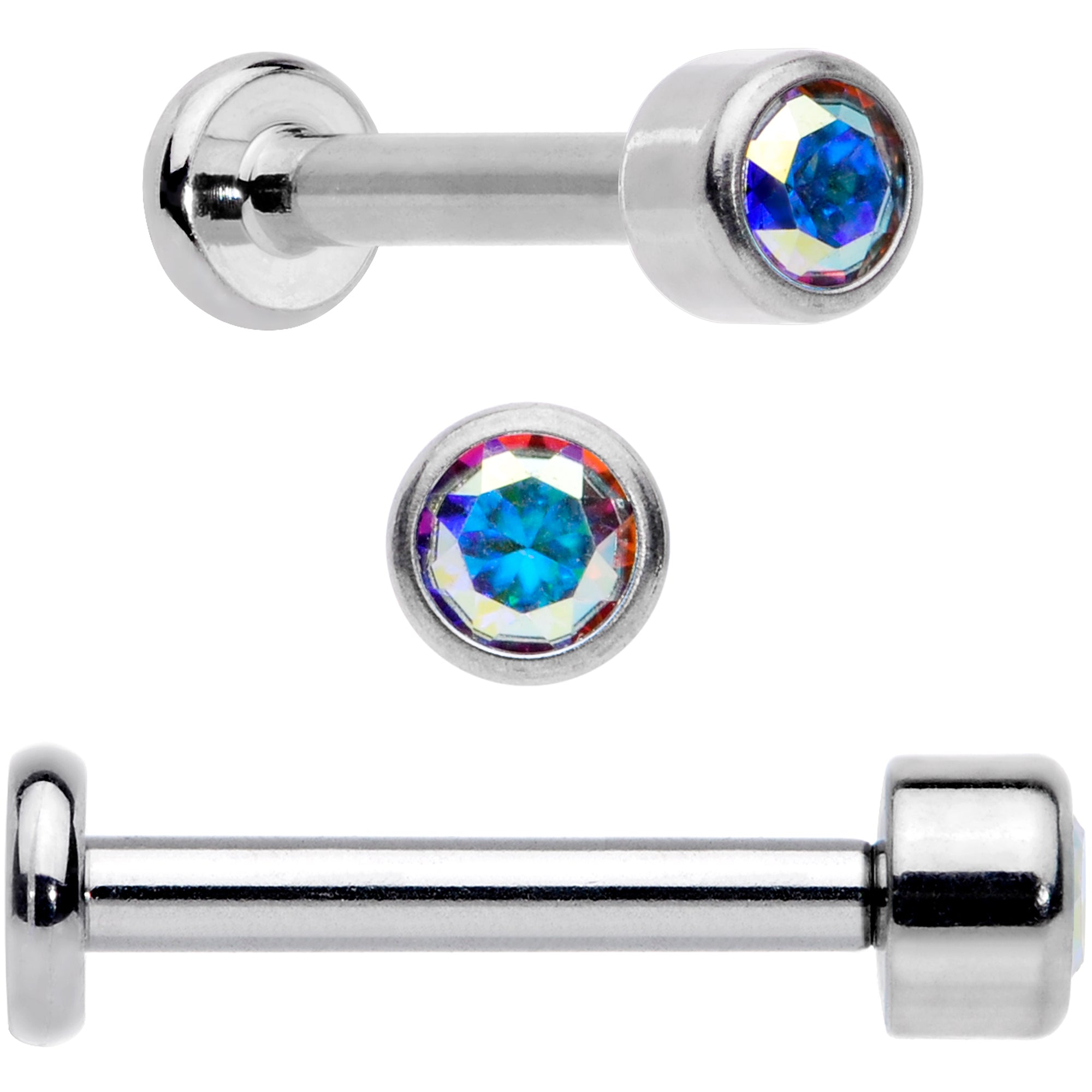 16G 5/16 Aurora Gem Grade 23 Titanium Internally Threaded Labret