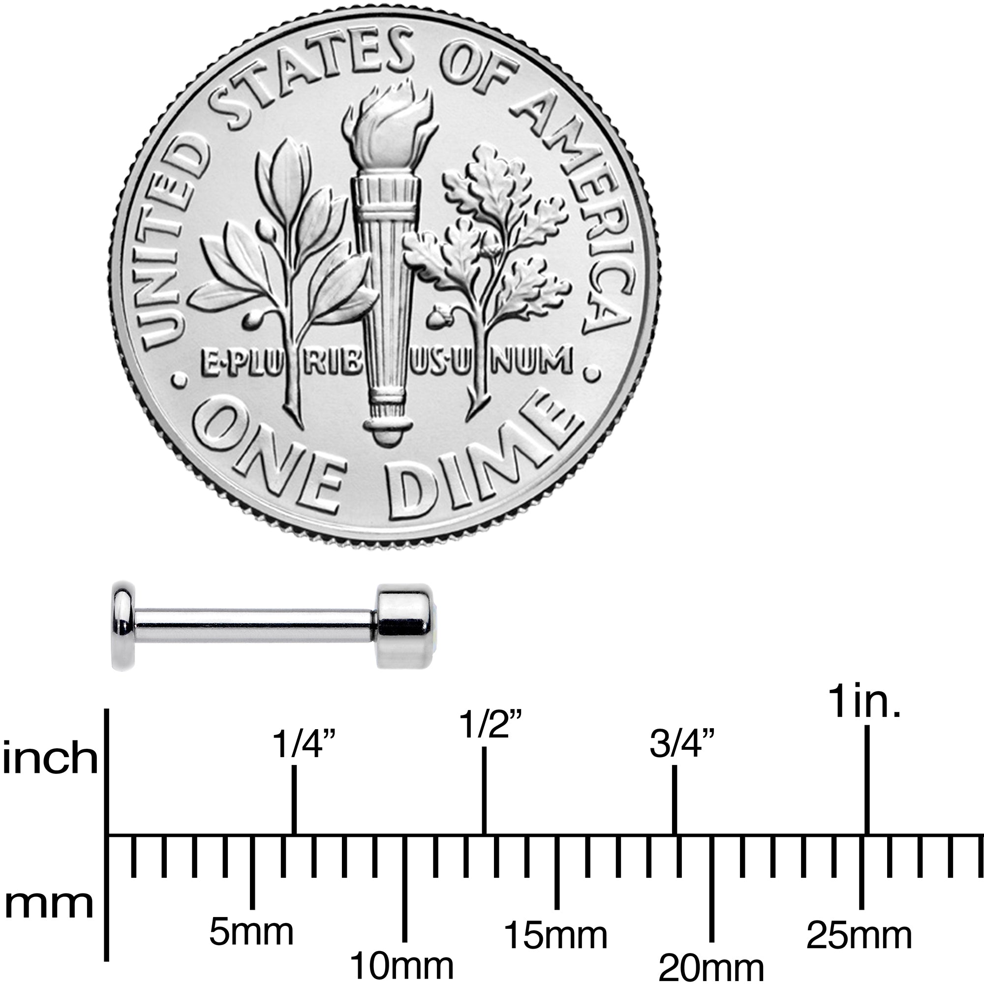 16G 5/16 Aurora Gem Grade 23 Titanium Internally Threaded Labret