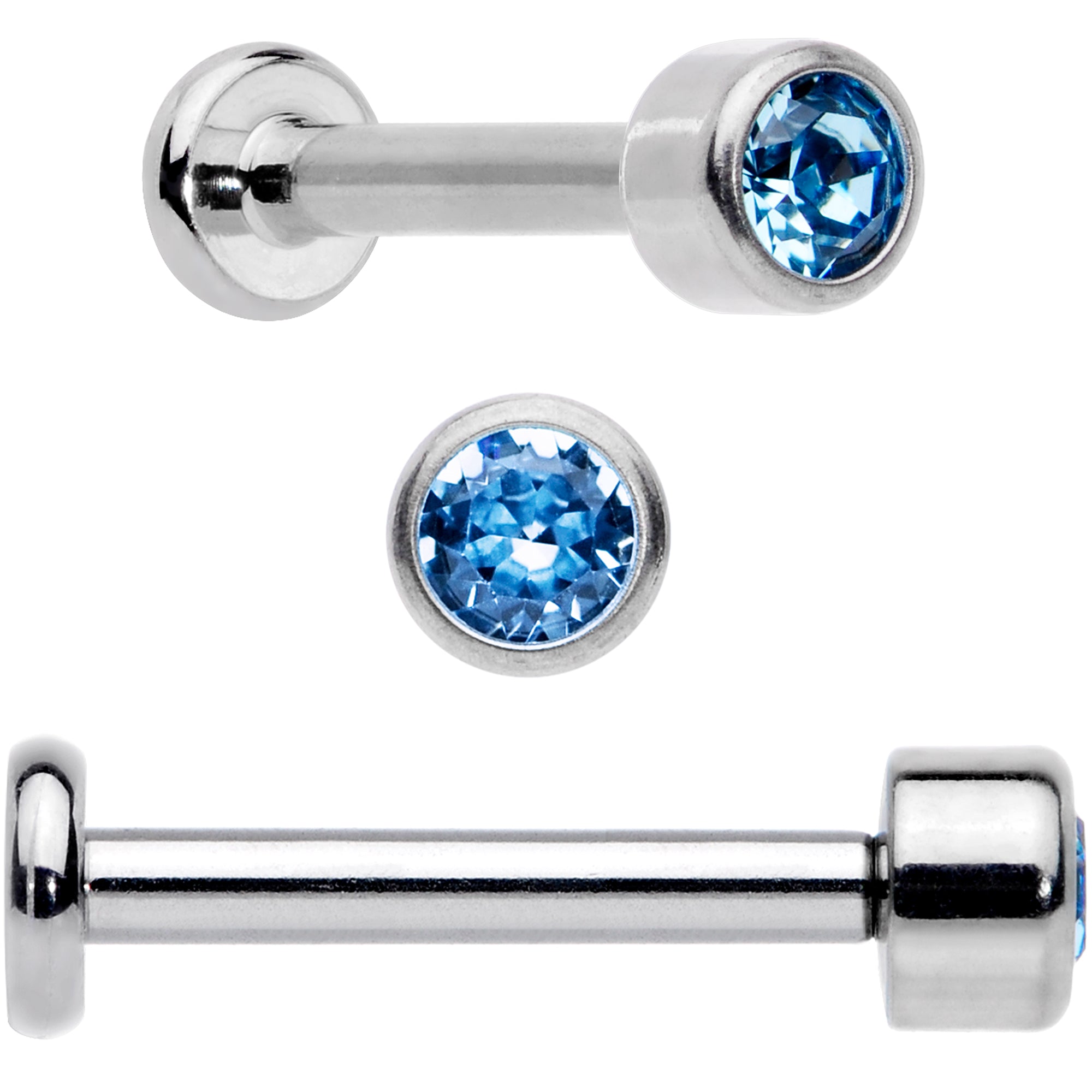 16G 5/16 Aqua Gem Grade 23 Titanium Internally Threaded Labret