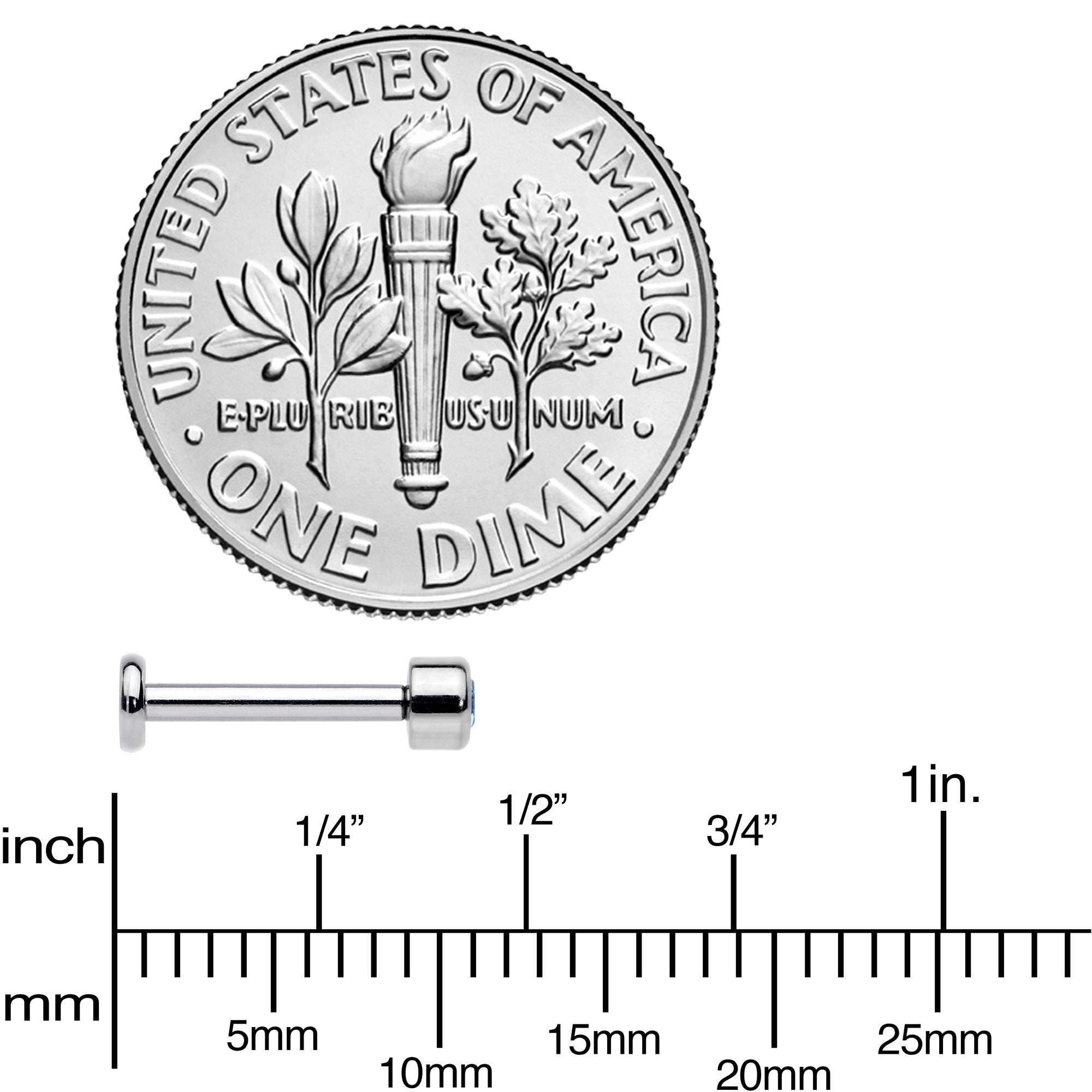 16G 5/16 Aqua Gem Grade 23 Titanium Internally Threaded Labret