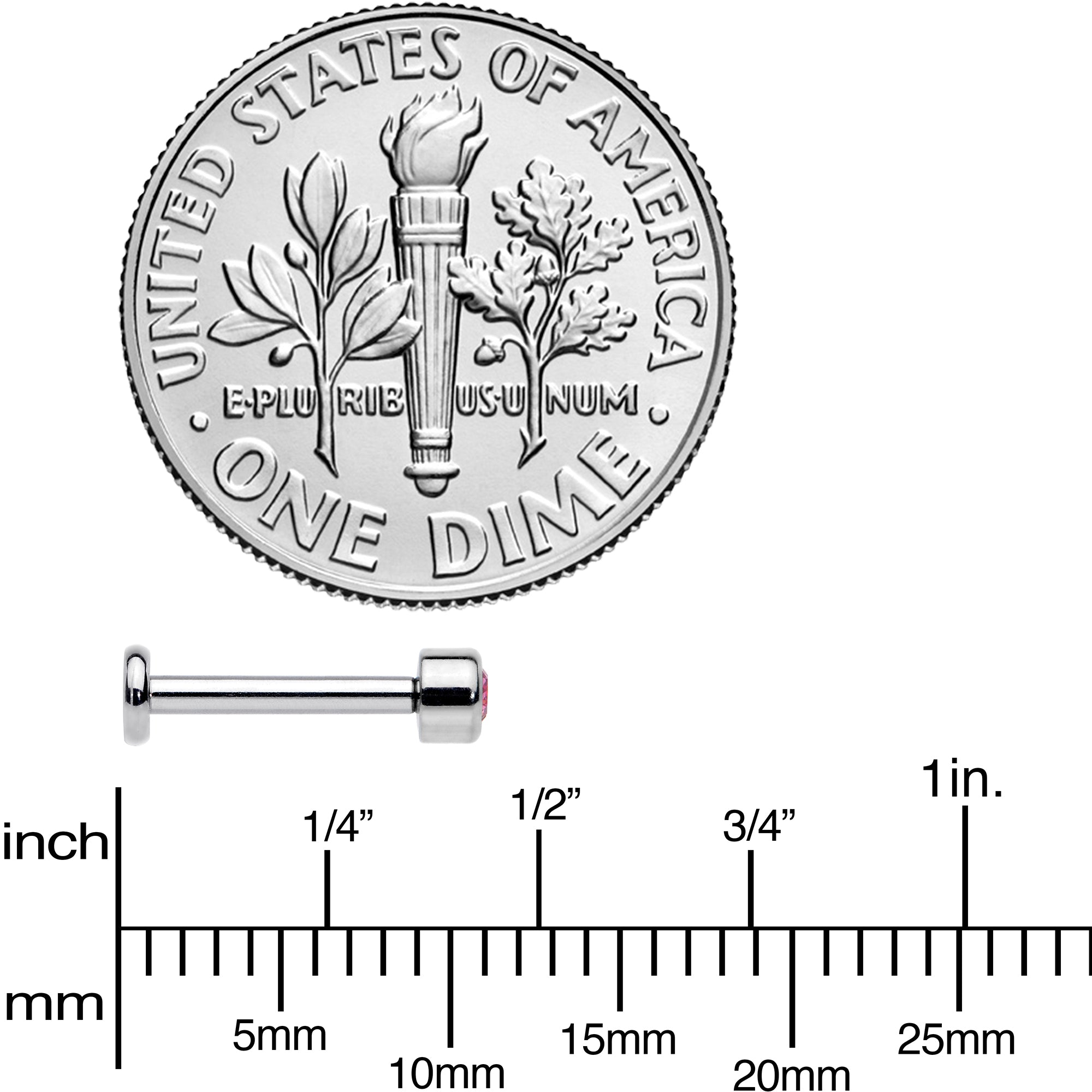 16G 5/16 Pink Gem Grade 23 Titanium Internally Threaded Labret